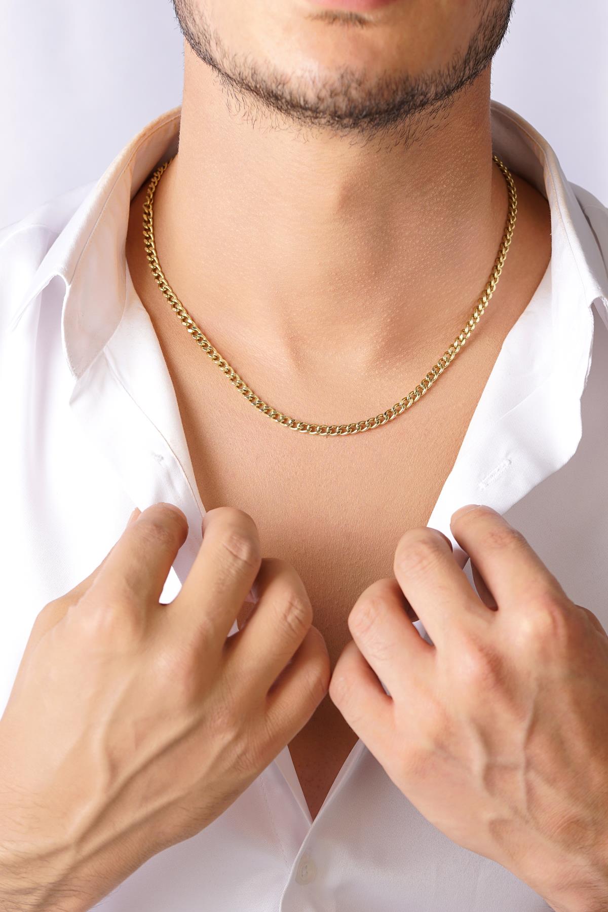 14ct Gold Bevelled Cuban Chain  0.167 inch