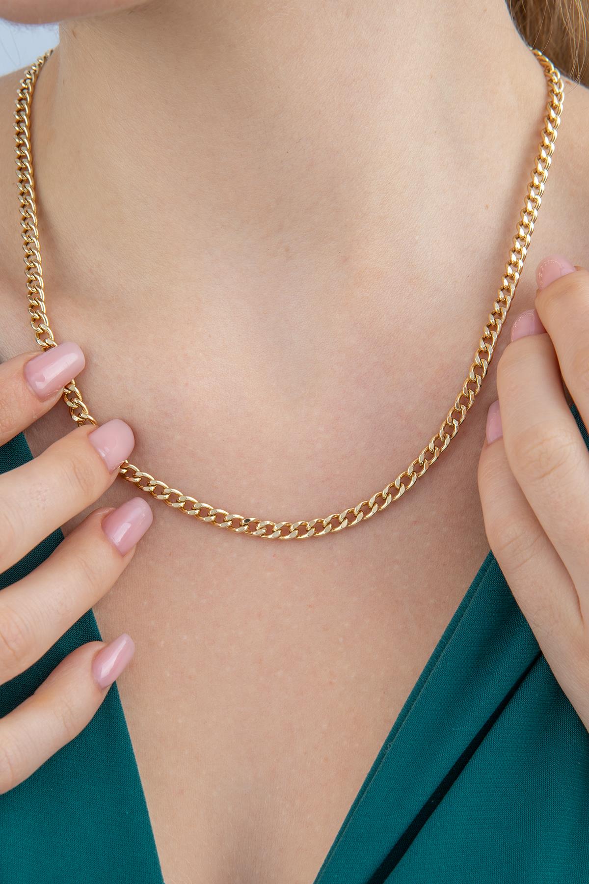 14ct Gold Bevelled Cuban Chain  0.167 inch