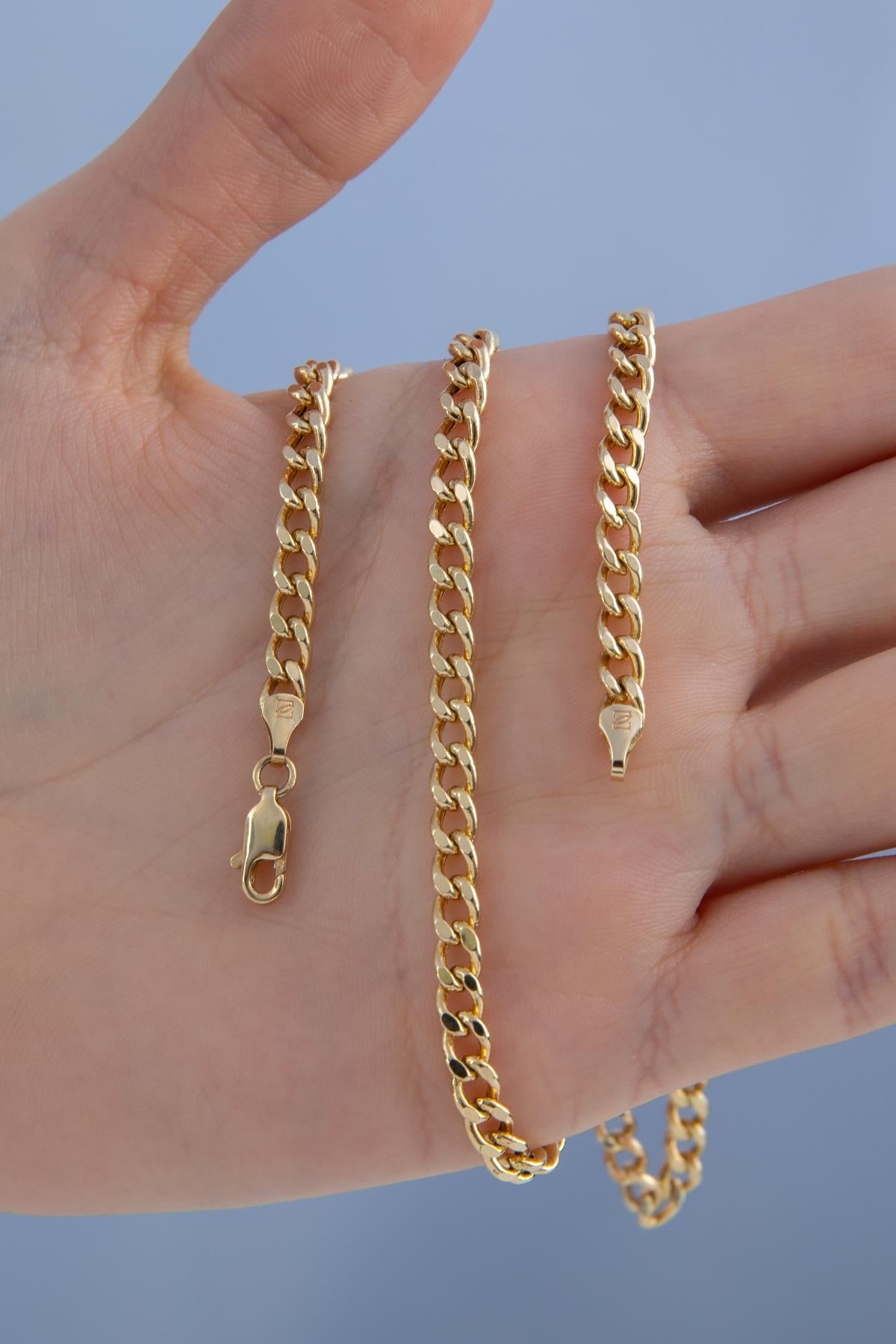 14ct Gold Bevelled Cuban Chain  0.167 inch