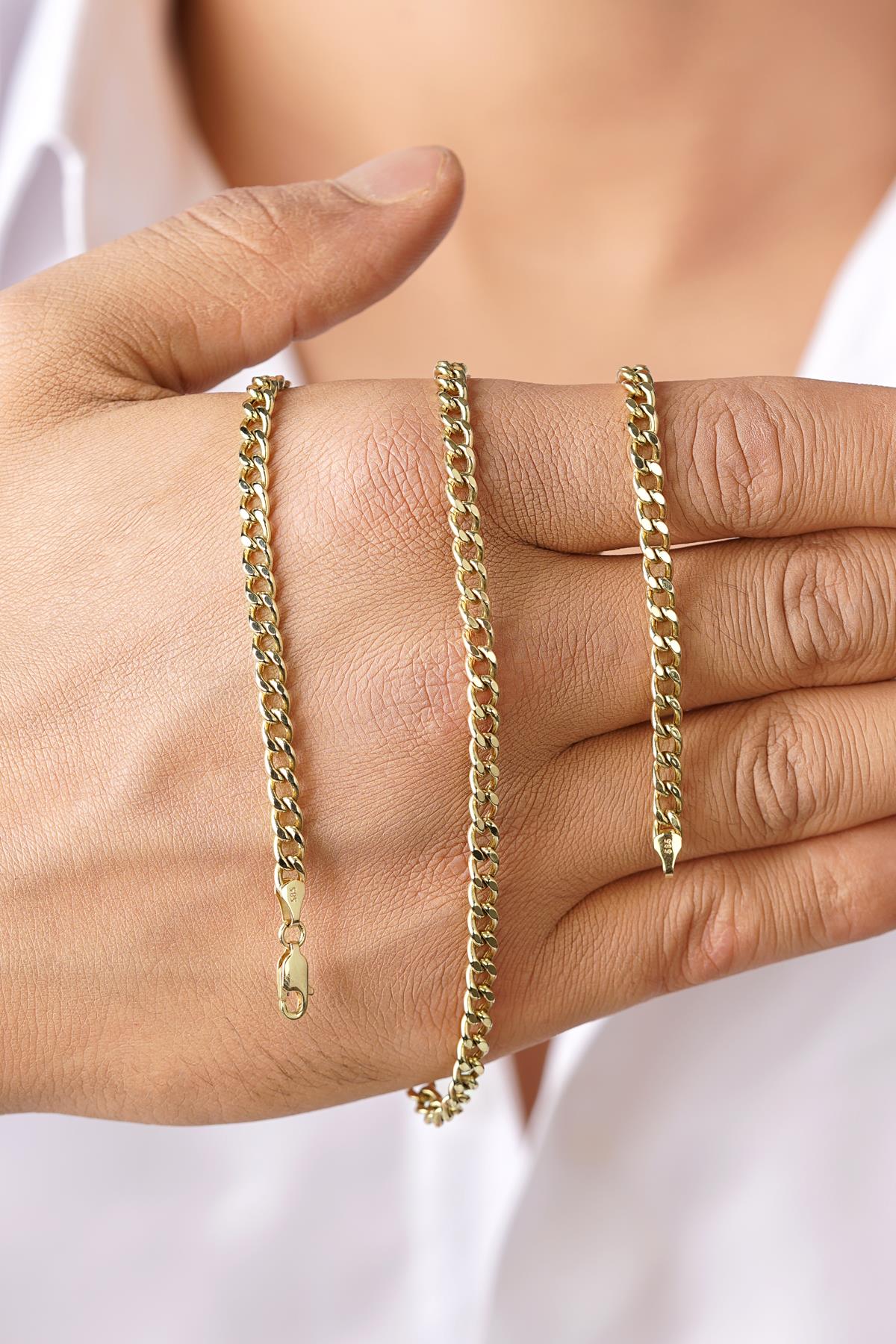 14ct Gold Bevelled Cuban Chain  0.167 inch