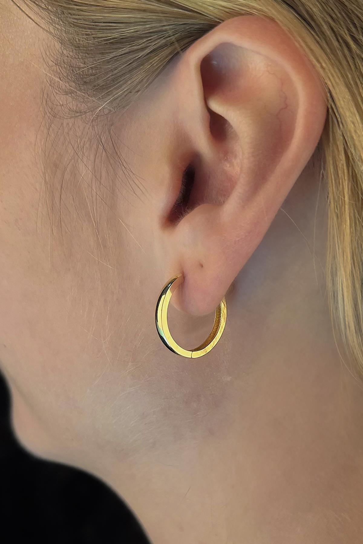 14ct Gold Big Gold Faceted Huggie Earrings