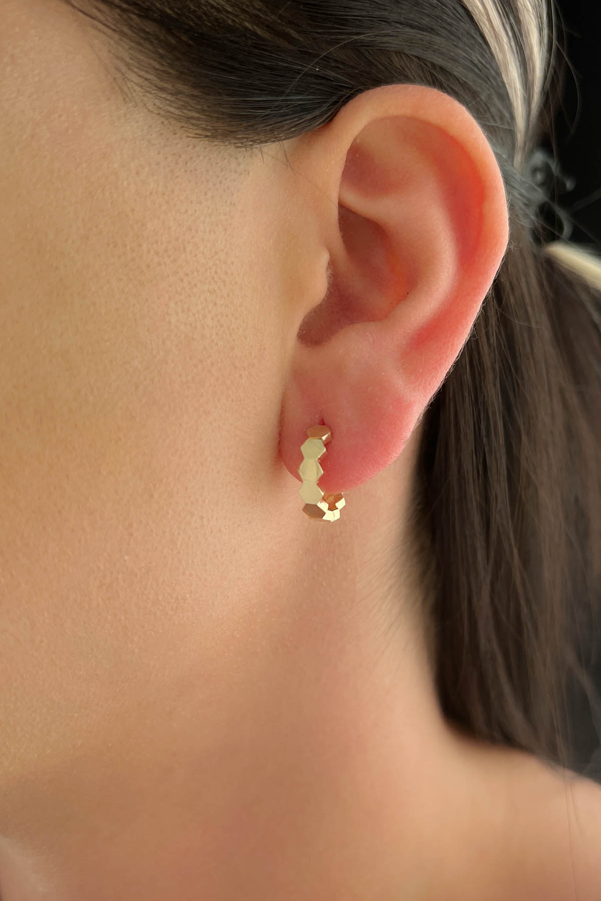 14ct Gold Big Honeycomb Hoop Earrings