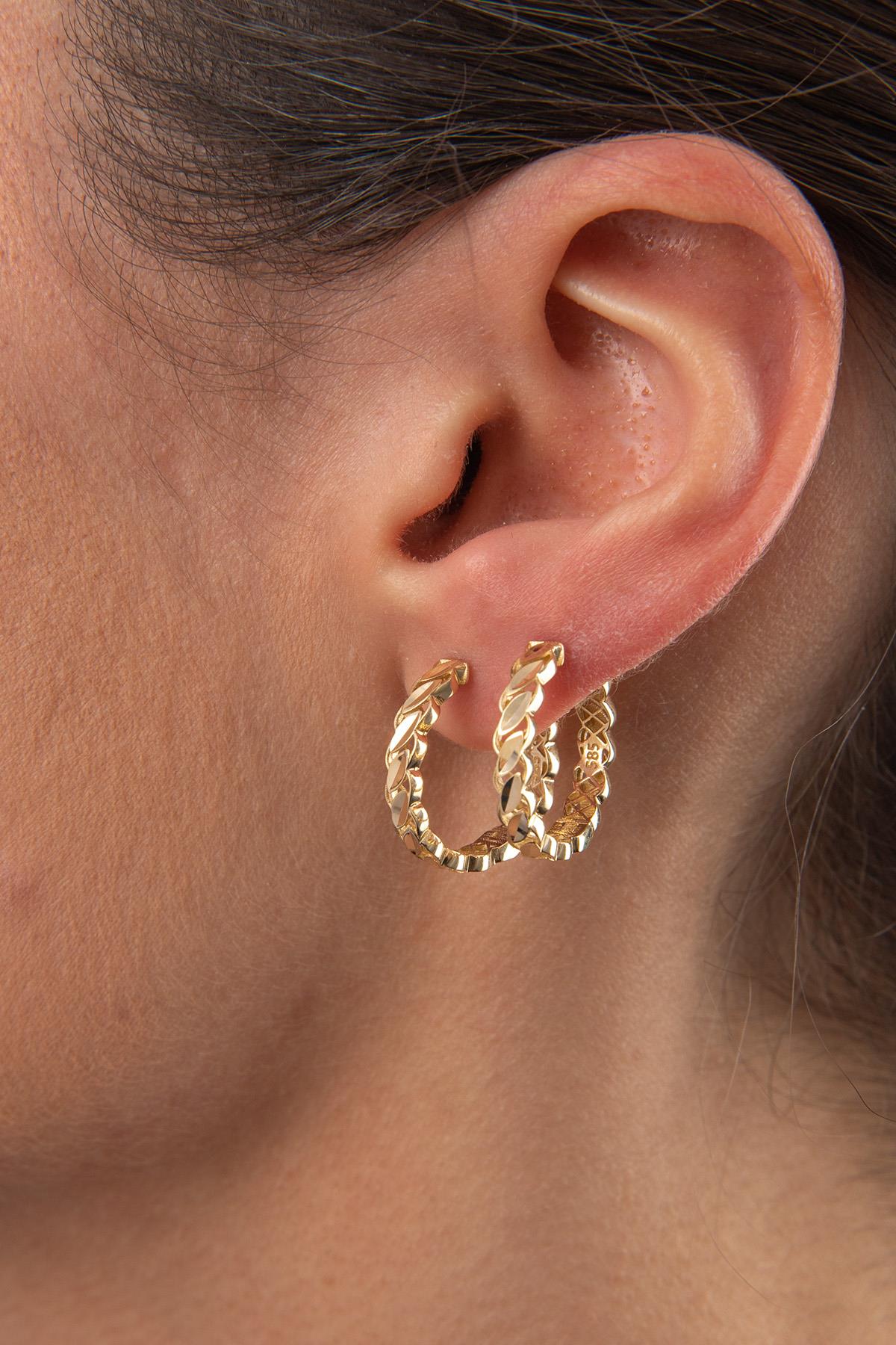 14ct Gold Big Sequin Huggie Earrings