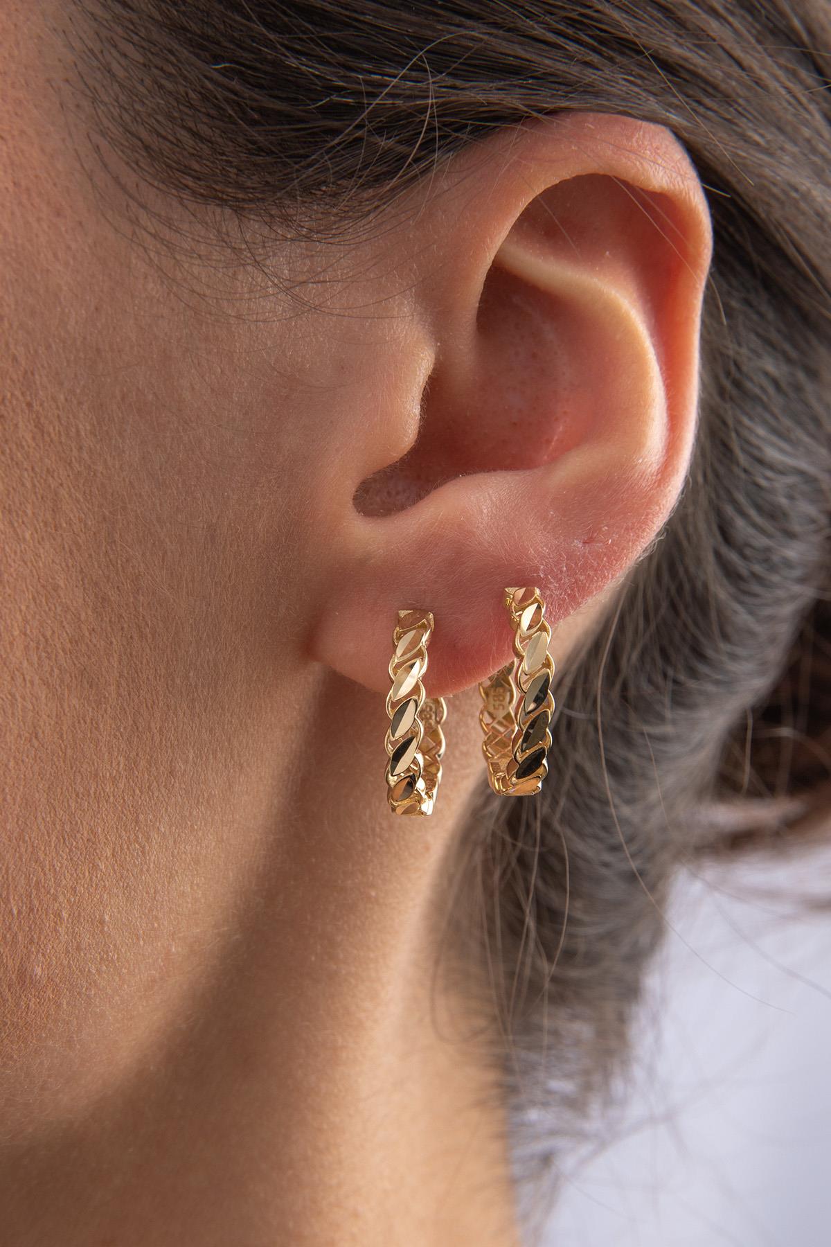 14K Gold Big Sequin Huggie Earrings