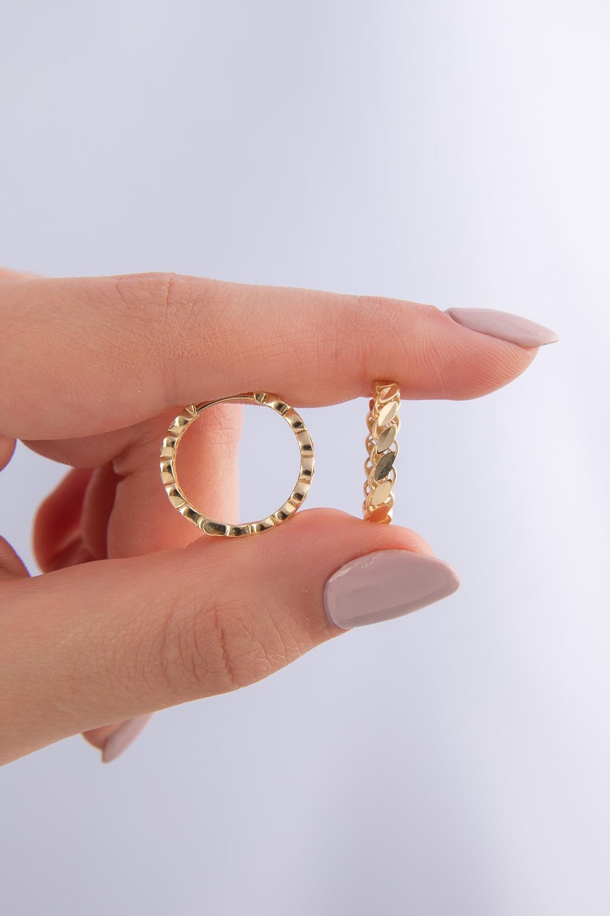14K Gold Big Sequin Huggie Earrings
