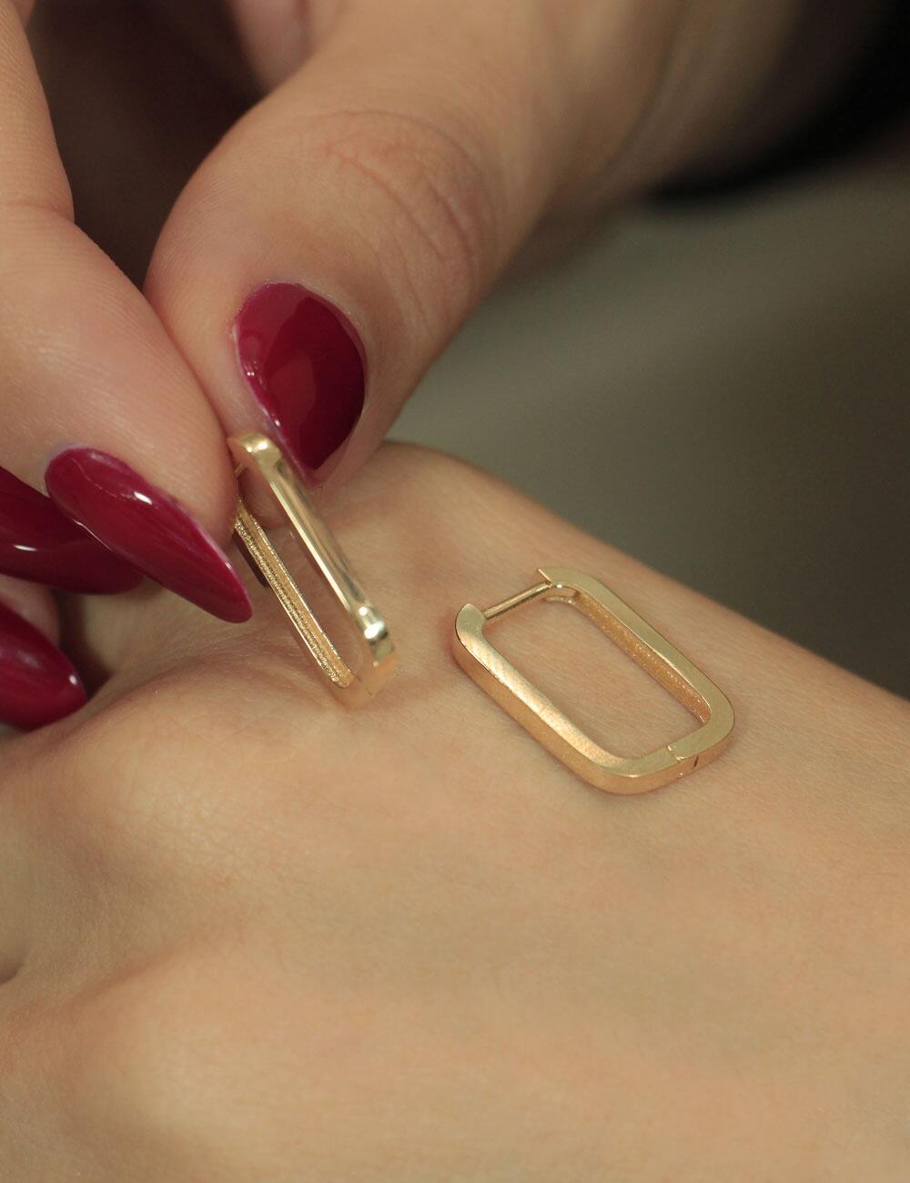 14K Gold Big Size U Shape Huggie Hoop Earrings