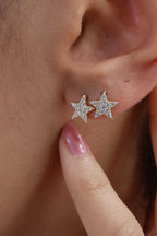 14ct Gold Big Star Stone Stud Earrings