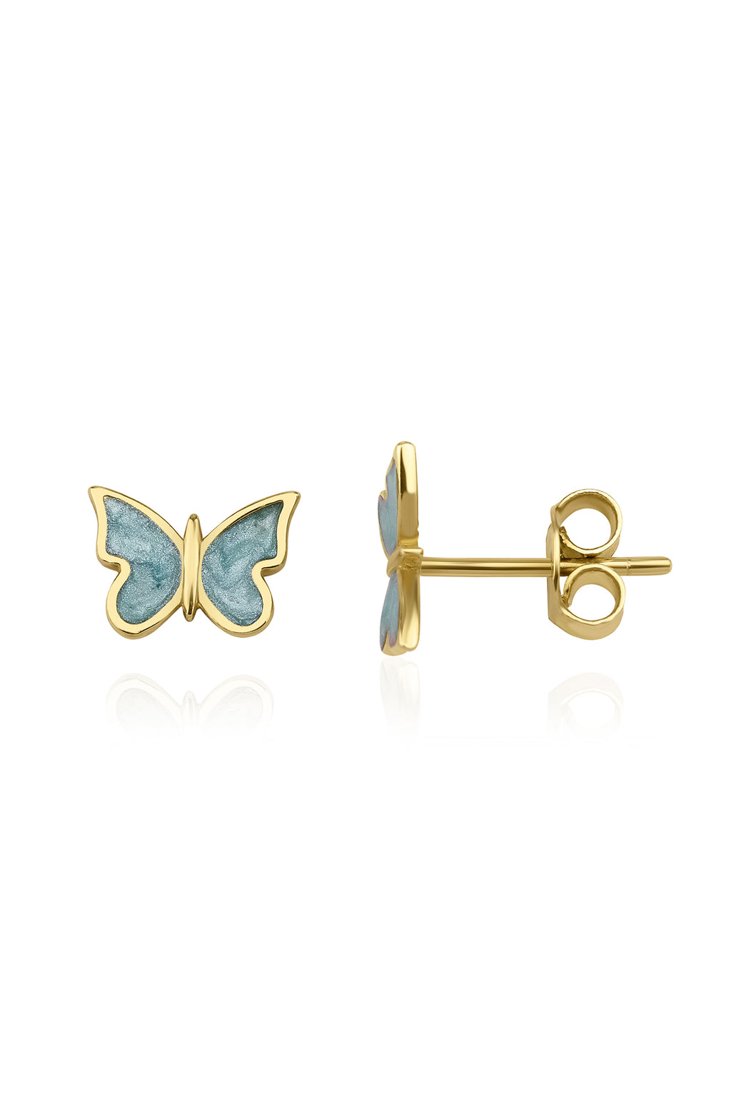 14ct Gold Blue Butterfly Earrings