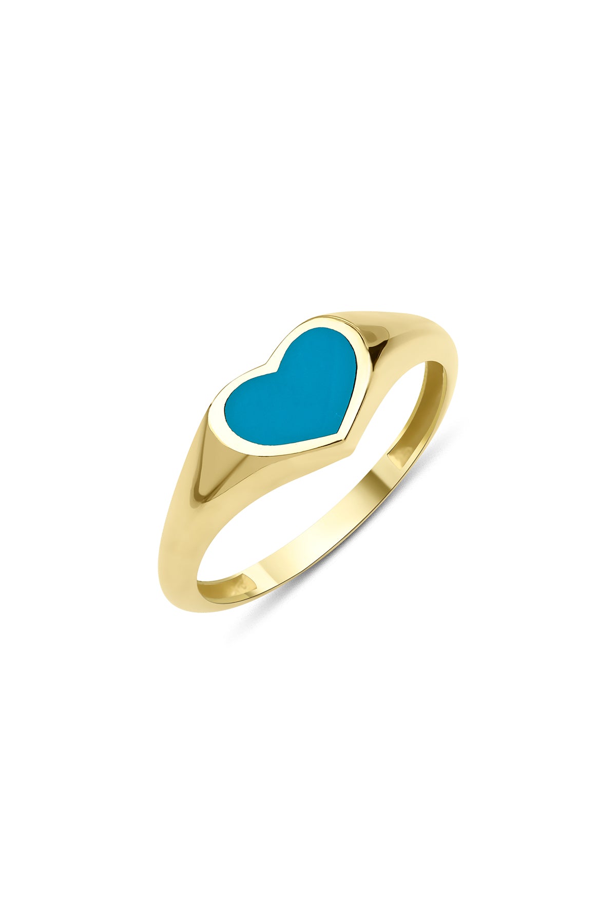 14ct Gold Blue Enamel Heart Shaped Ring