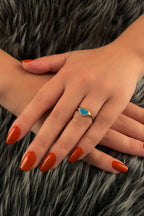 14ct Gold Blue Enamel Heart Shaped Ring