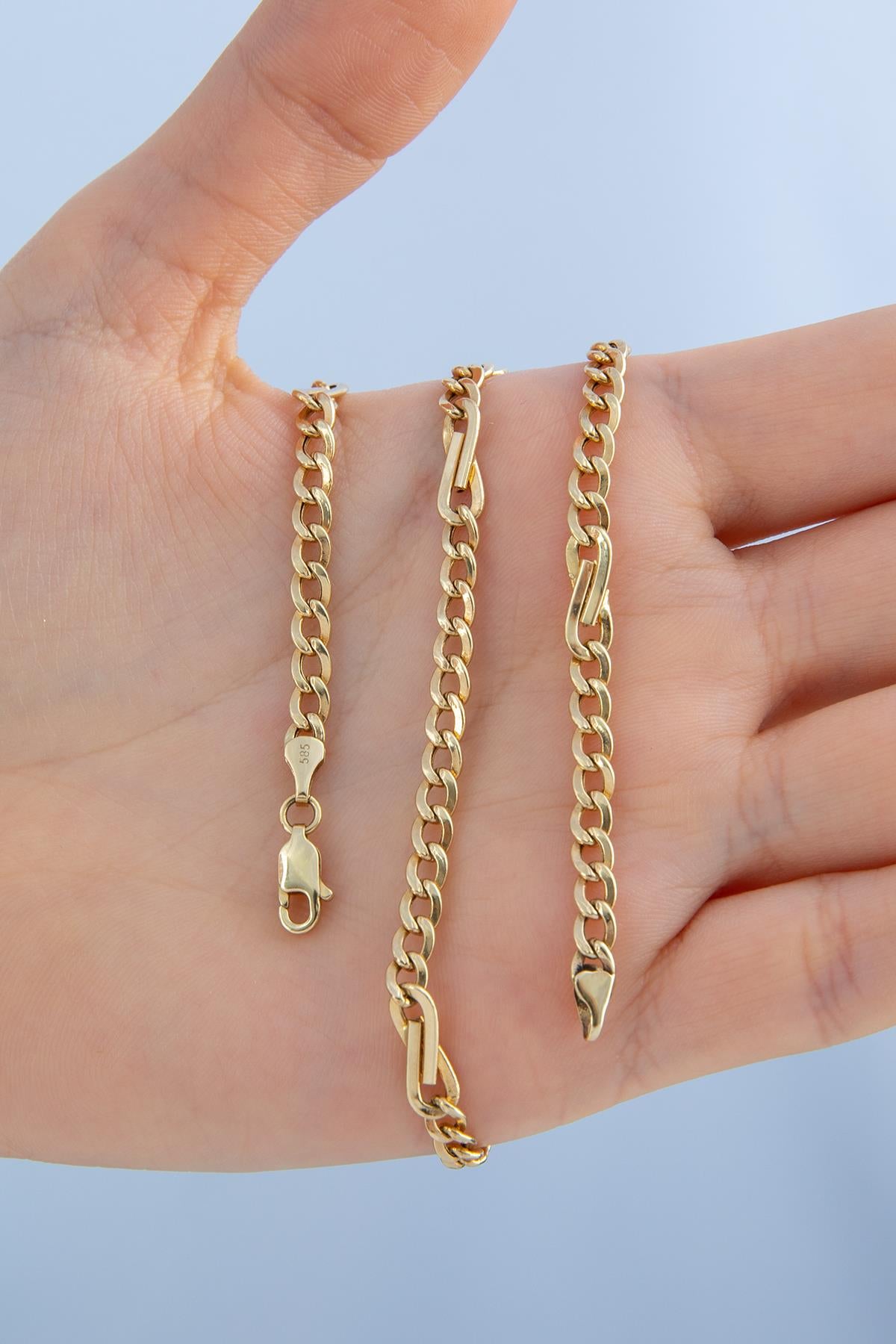 14ct Gold Bow Tie Cuban Link Chain   0.153 inch