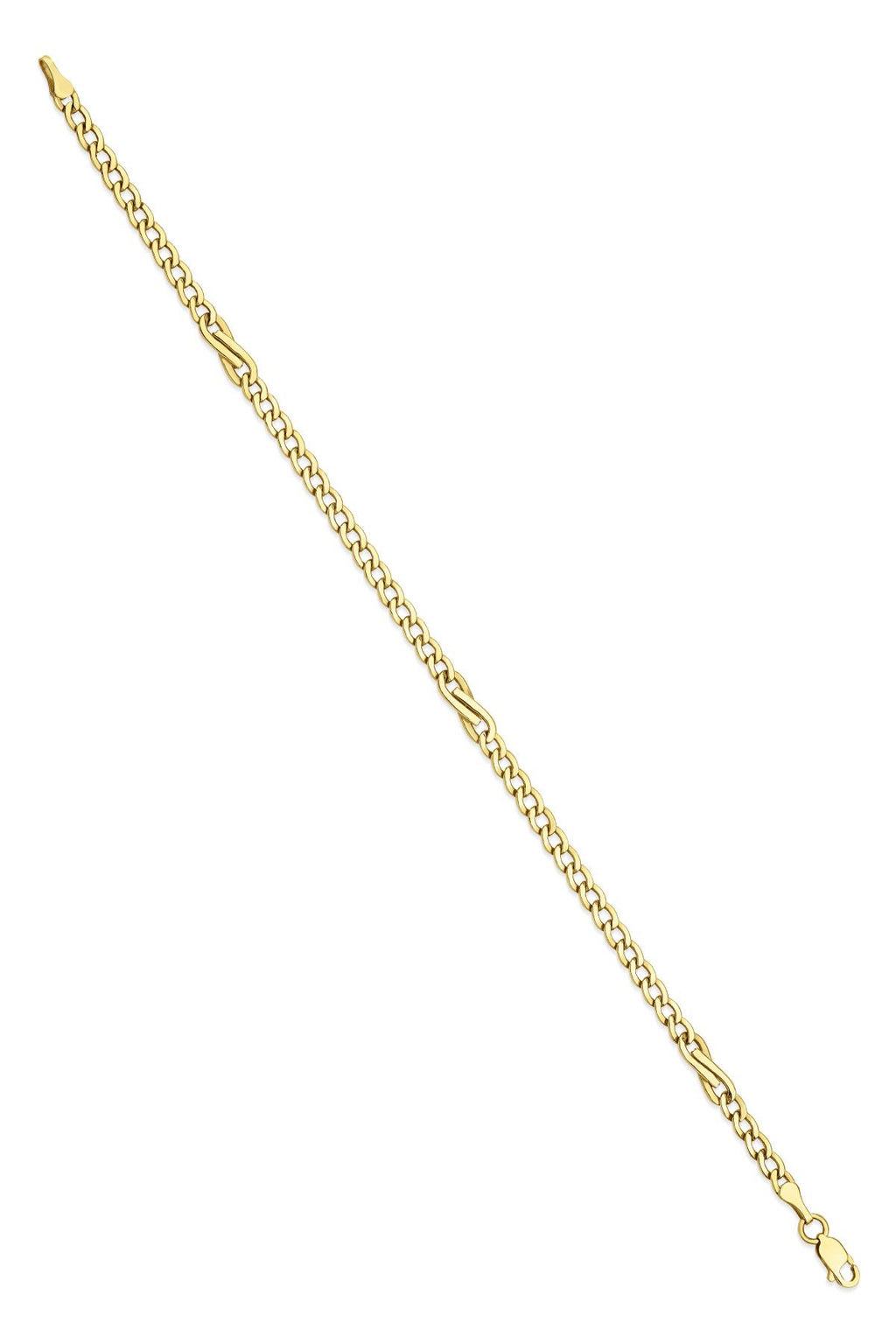 14ct Gold Bow Tie Cuban Link Chain Bracelet