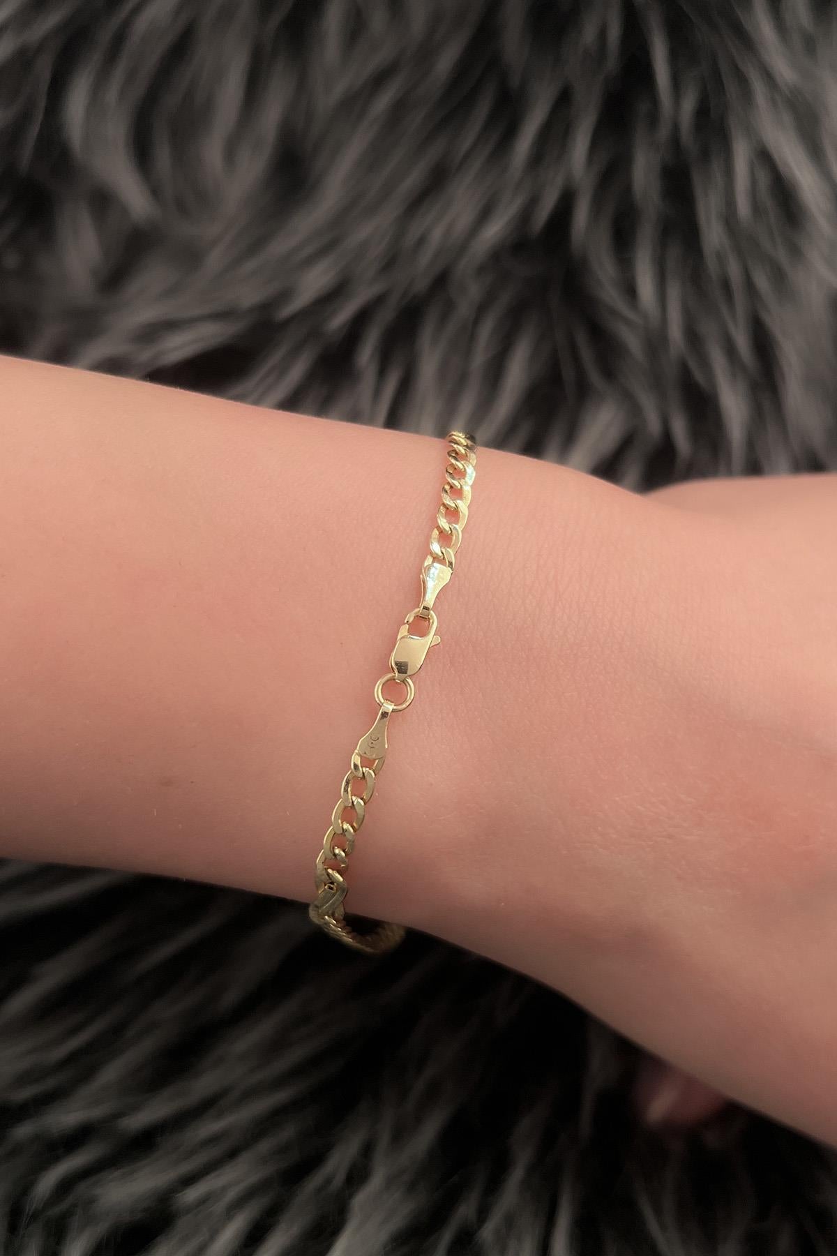 14K Gold Bow Tie Cuban Link Chain Bracelet