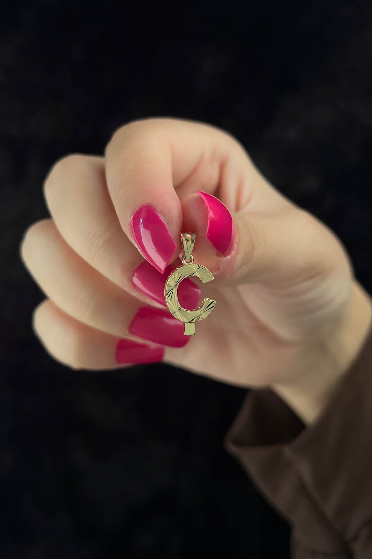 14ct Gold Ç Letter Mini Shine Pendant