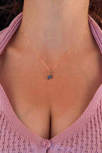 14ct Gold Cable Turquoise Stone Butterfly Necklace