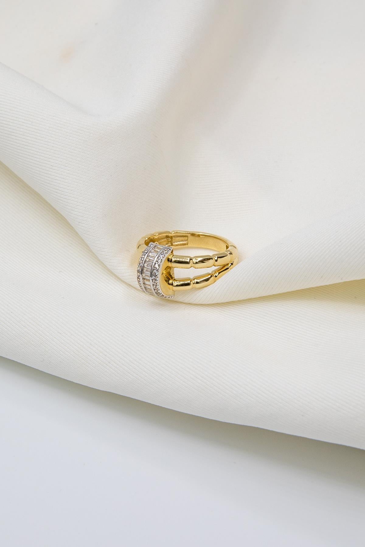 14K Gold Channel Set Baguette White Ring