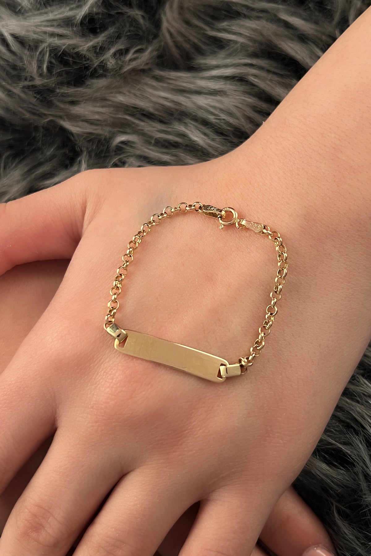 14ct Gold Children's İD Rolo Link Bracelet