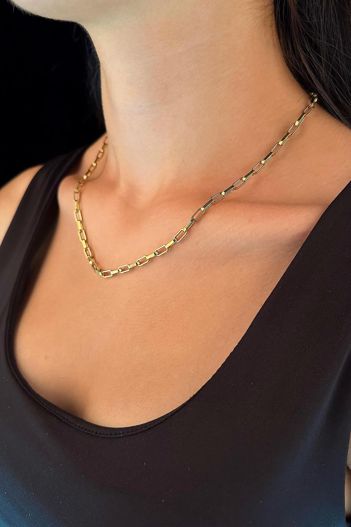 14K Gold Chunky Rectangle Paperclip Chain   0.149 inch