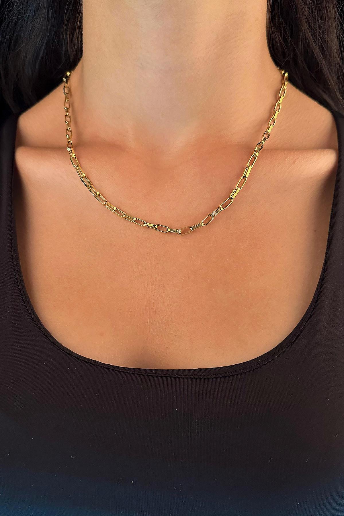 14K Gold Chunky Rectangle Paperclip Chain   0.149 inch