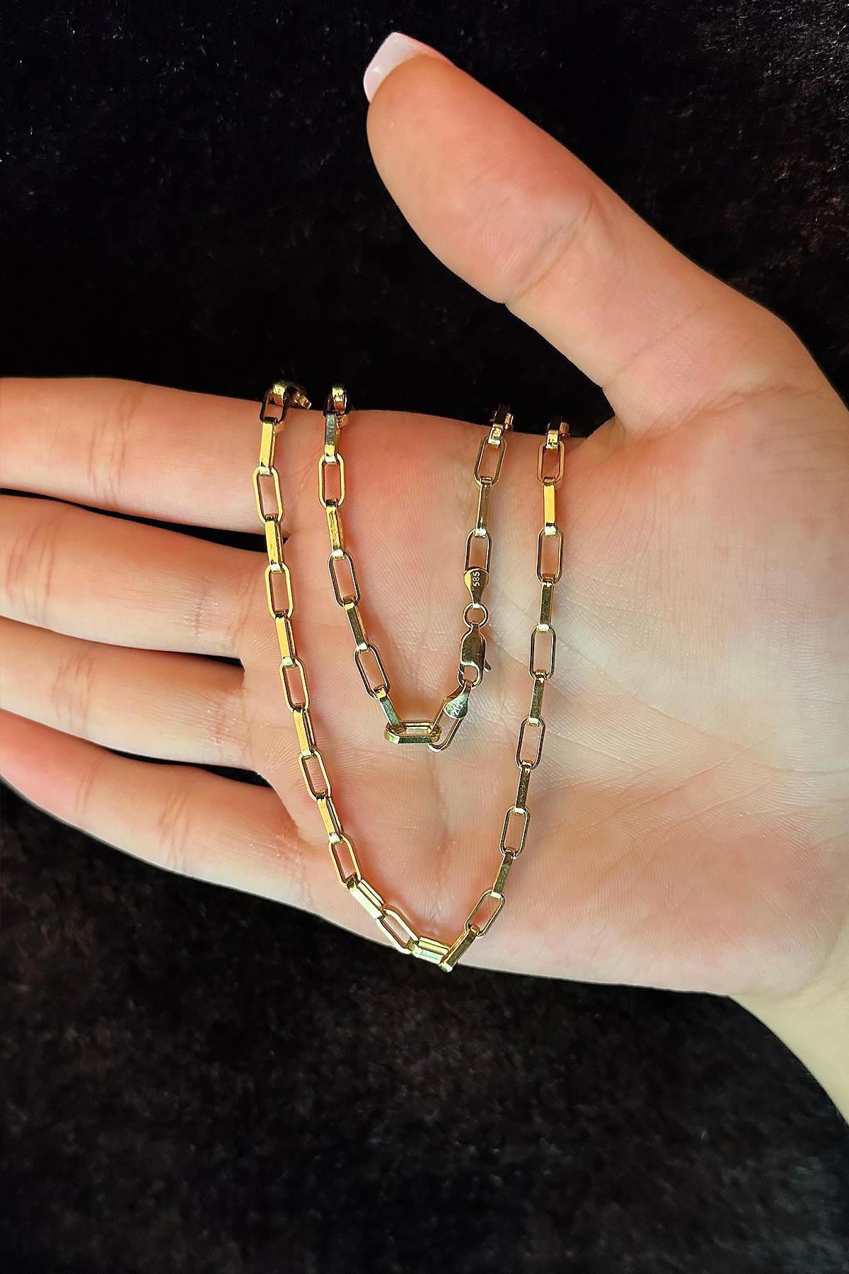 14K Gold Chunky Rectangle Paperclip Chain   0.149 inch
