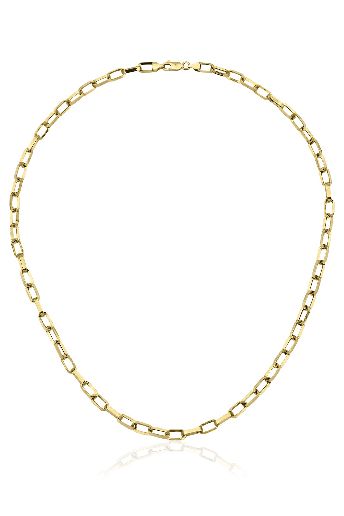 14K Gold Chunky Rectangle Paperclip Chain