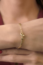 14ct Gold Classic Snake Chain Bracelet With Puffy Heart Evil Eye Charm