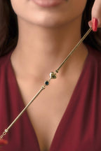 14ct Gold Classic Snake Chain Bracelet With Puffy Heart Evil Eye Charm