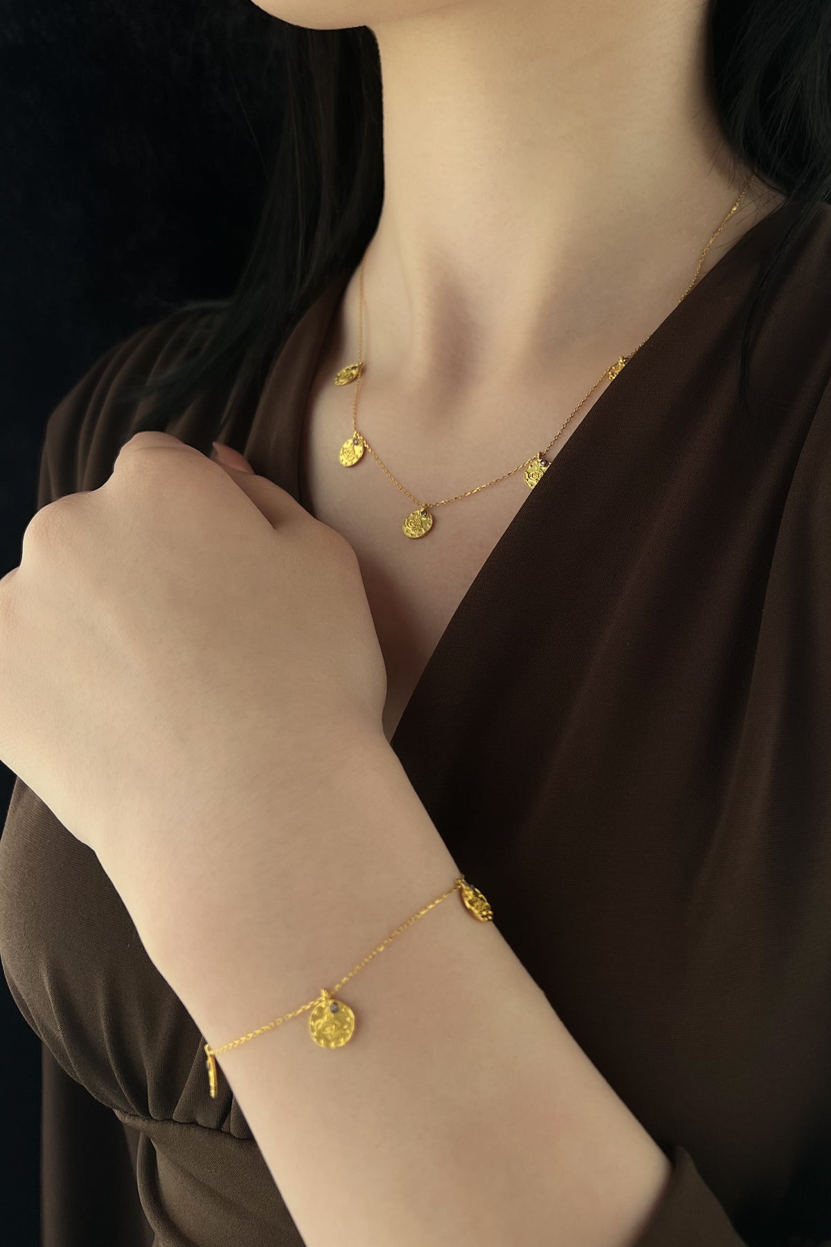 14ct Gold Coins Set ( Necklace - Earrings - Bracelet )