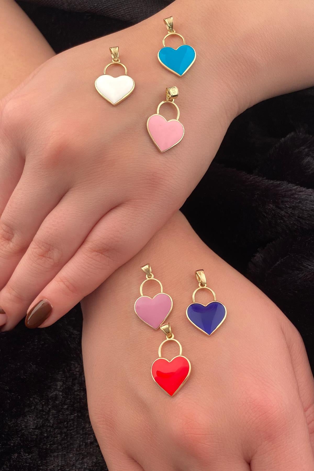 14K Gold-colored Enameled Heart Shaped charm   ( You Can Chosse The Color)