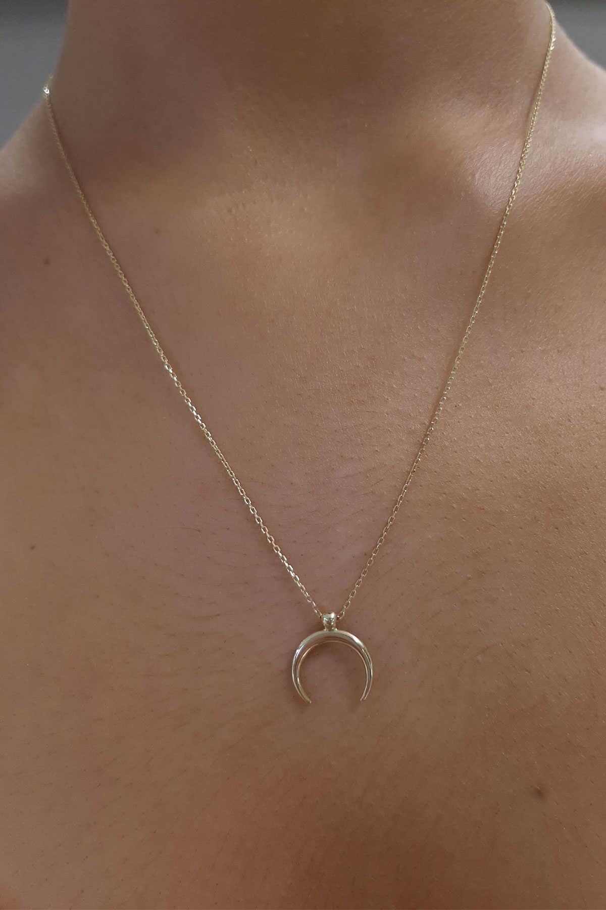 14ct Gold Crescent Necklace