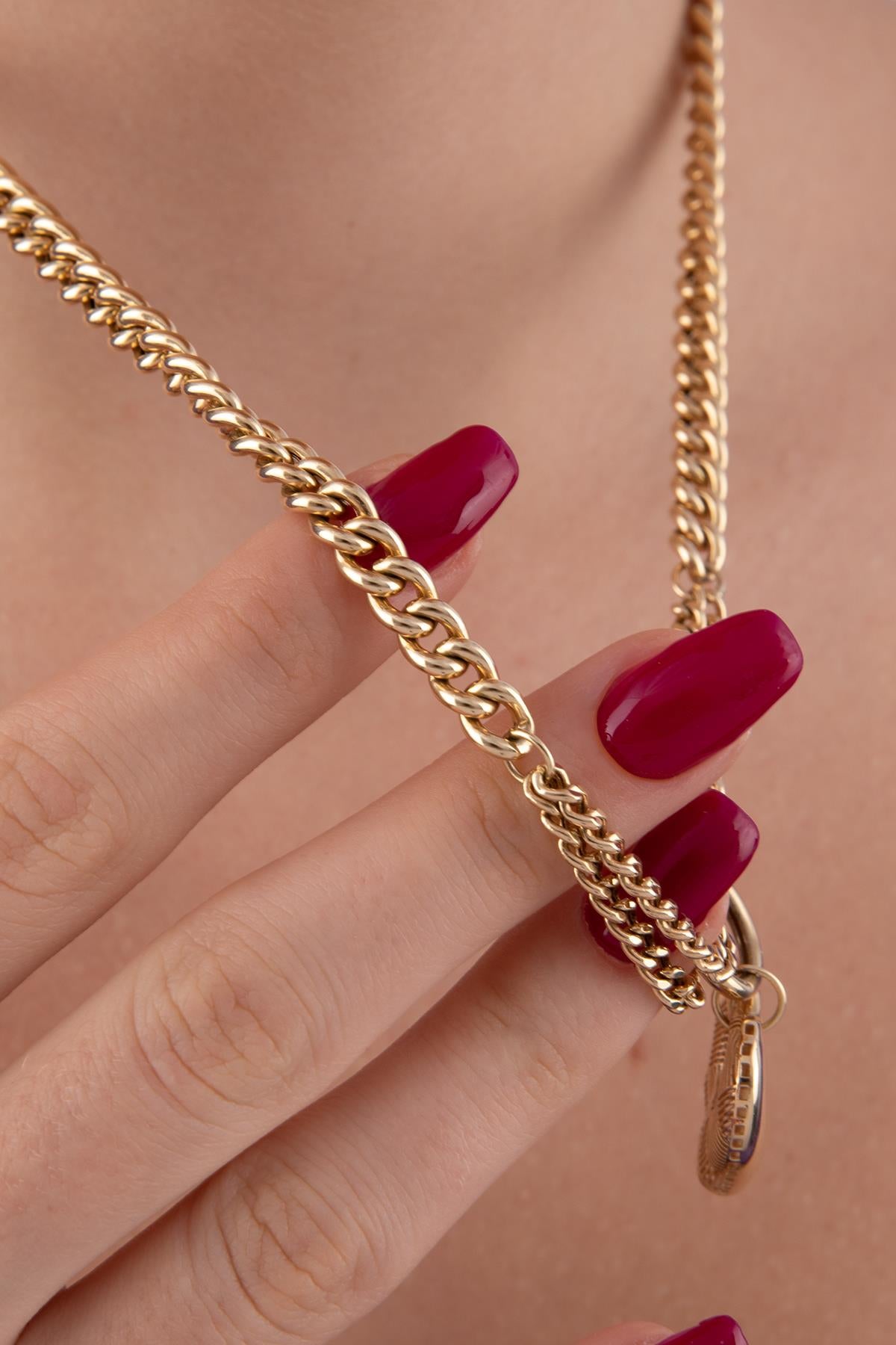 14ct Gold Cuban Chain Heart Necklace