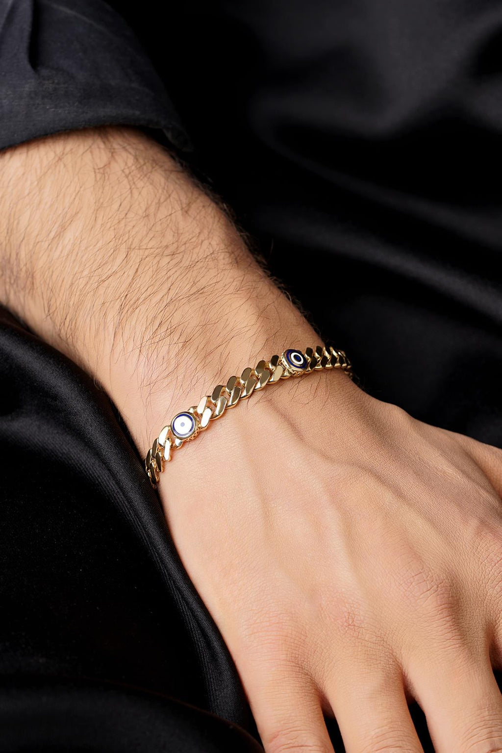 14ct Gold Cuban Evil Eyes Bracelet