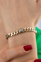 14ct Gold Cuban Evil Eyes Bracelet
