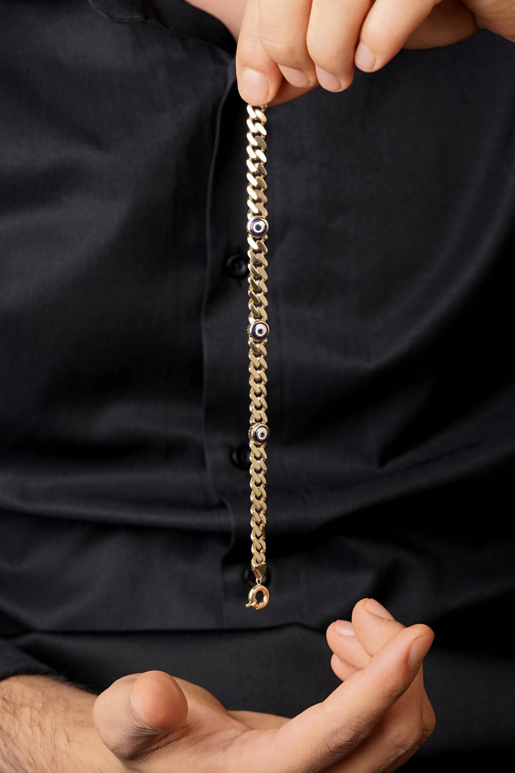 14ct Gold Cuban Evil Eyes Bracelet