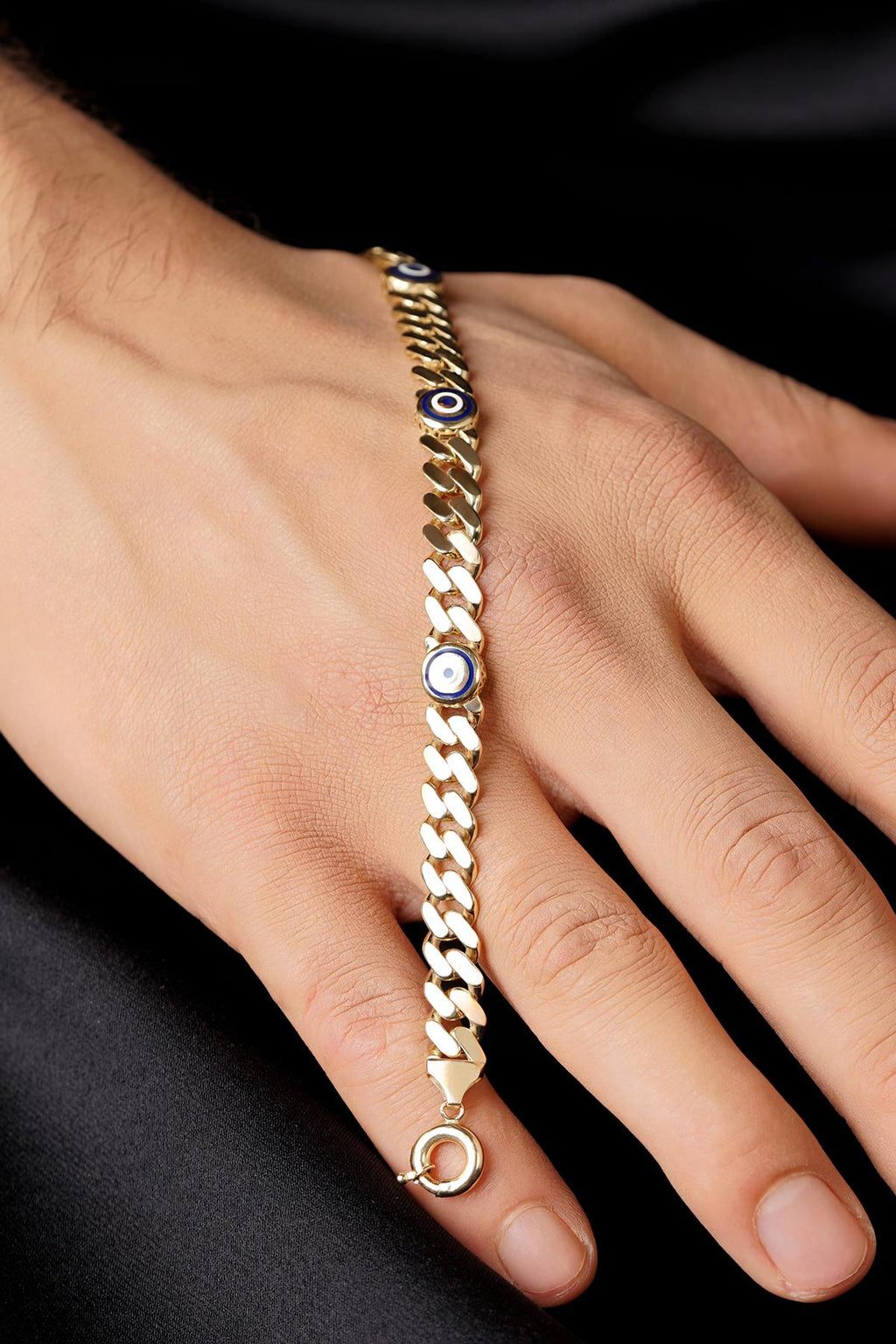 14ct Gold Cuban Evil Eyes Bracelet