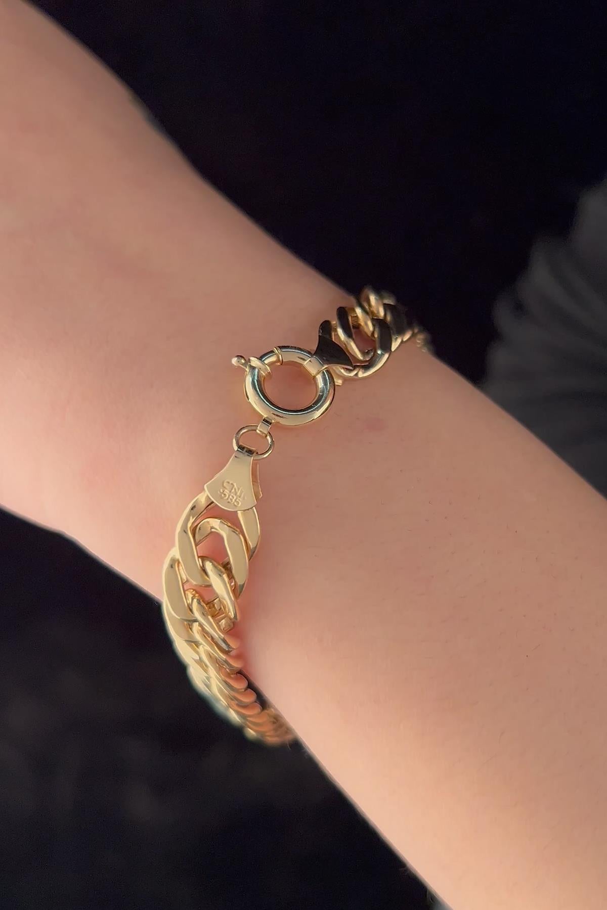 14ct Gold Cuban Link Chain Beacelet