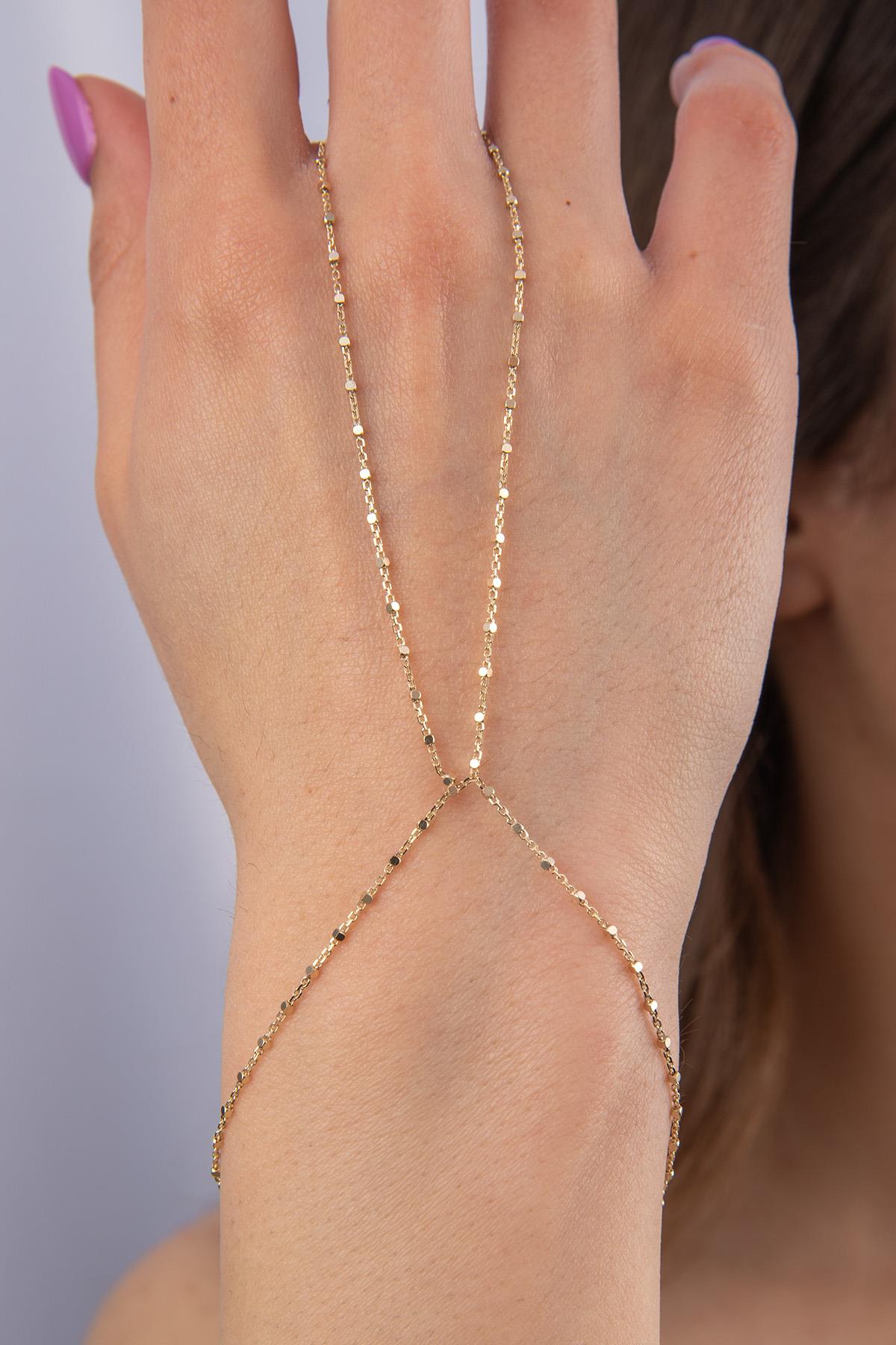 14ct Gold  Cube Hand Chain