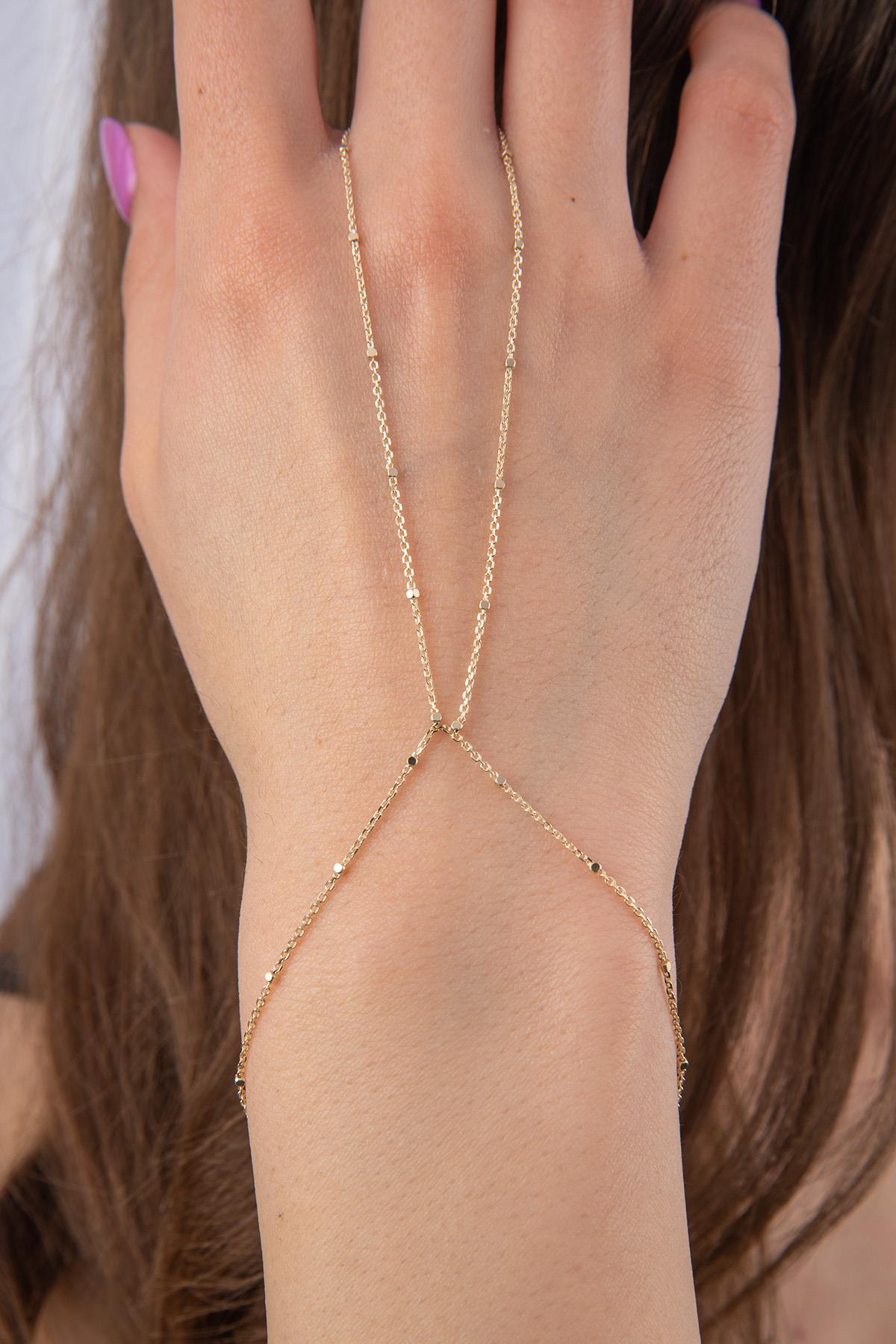 14ct Gold Cube Hand Chain