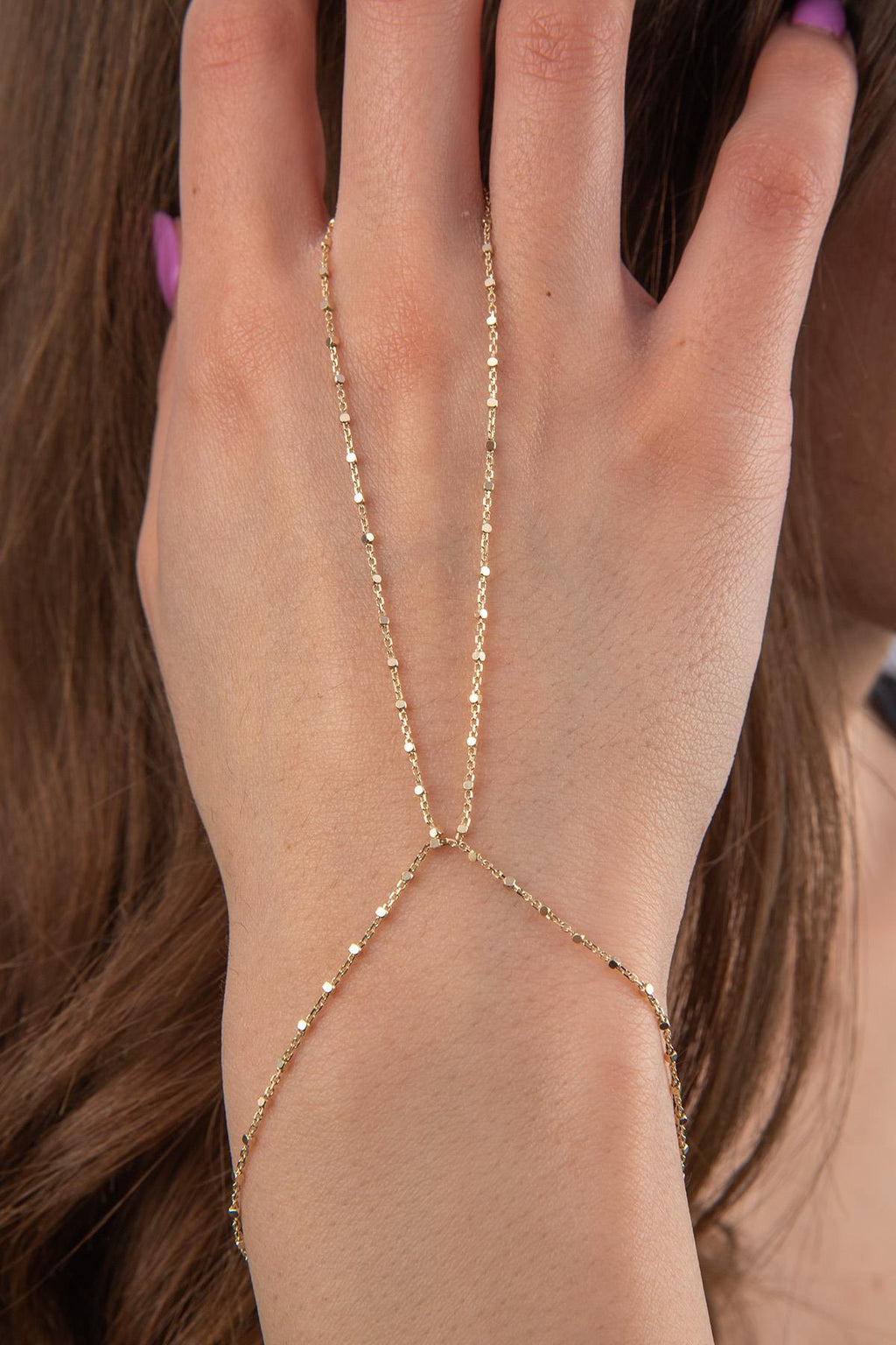 14ct Gold  Cube Hand Chain