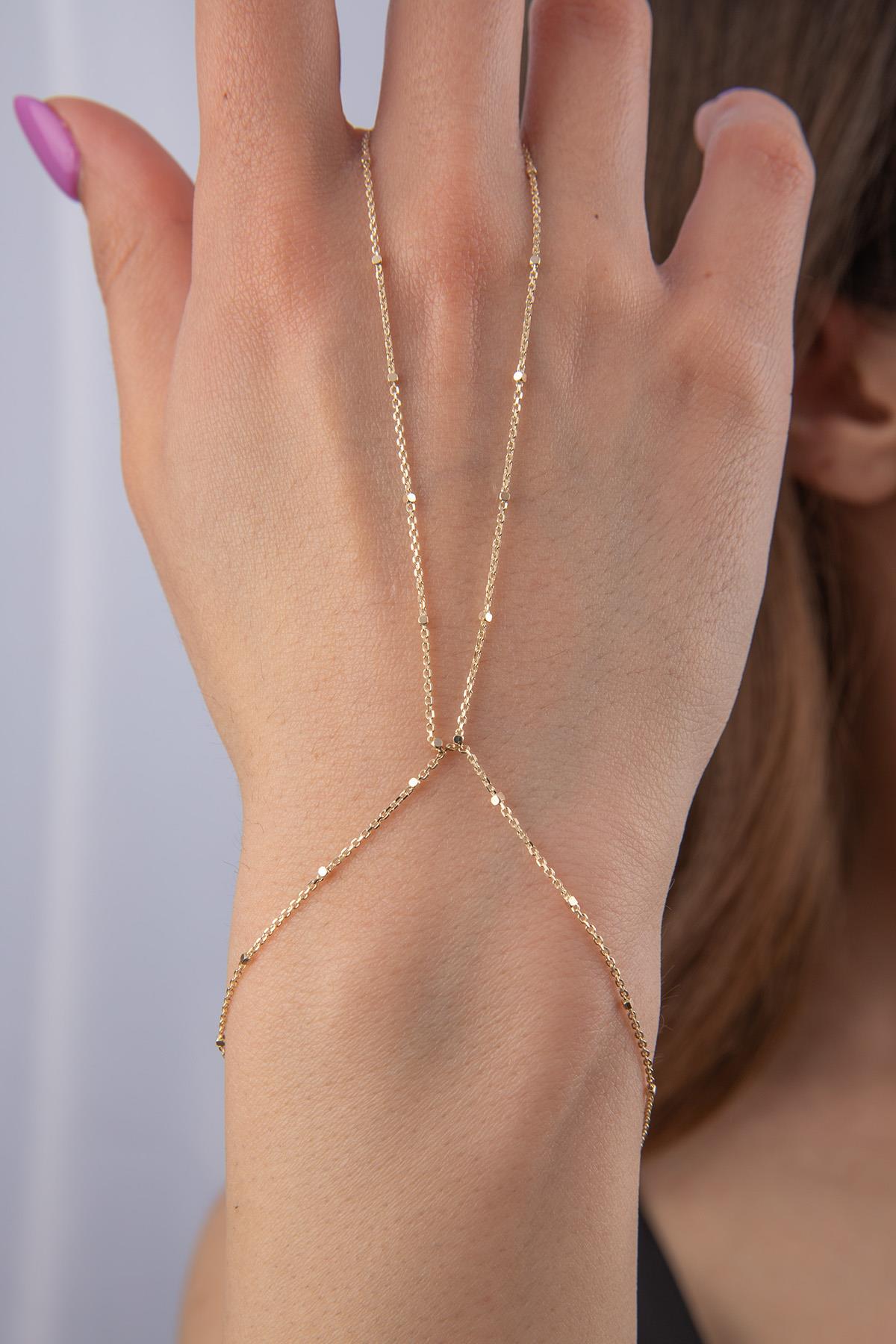 14ct Gold Cube Hand Chain