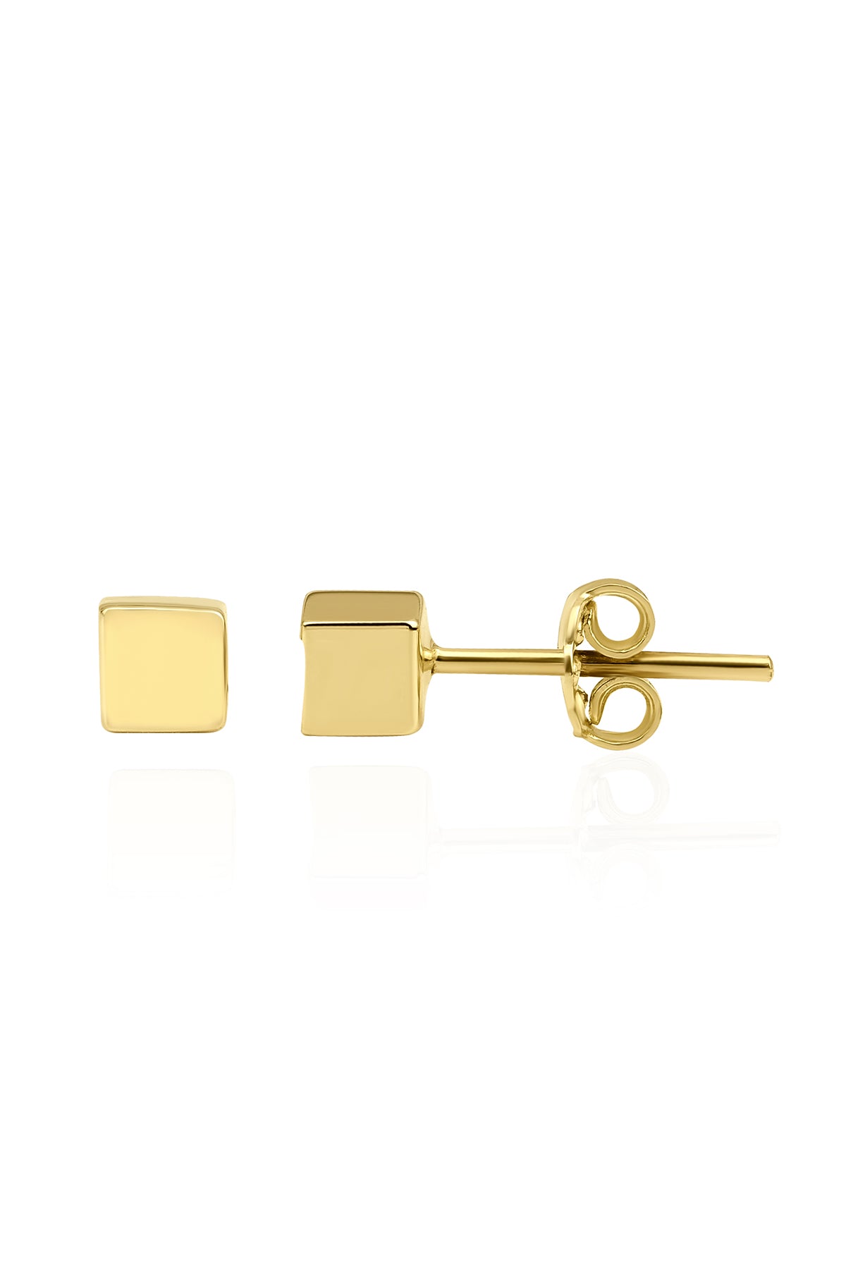 14ct Gold Cube Stud  Earrings