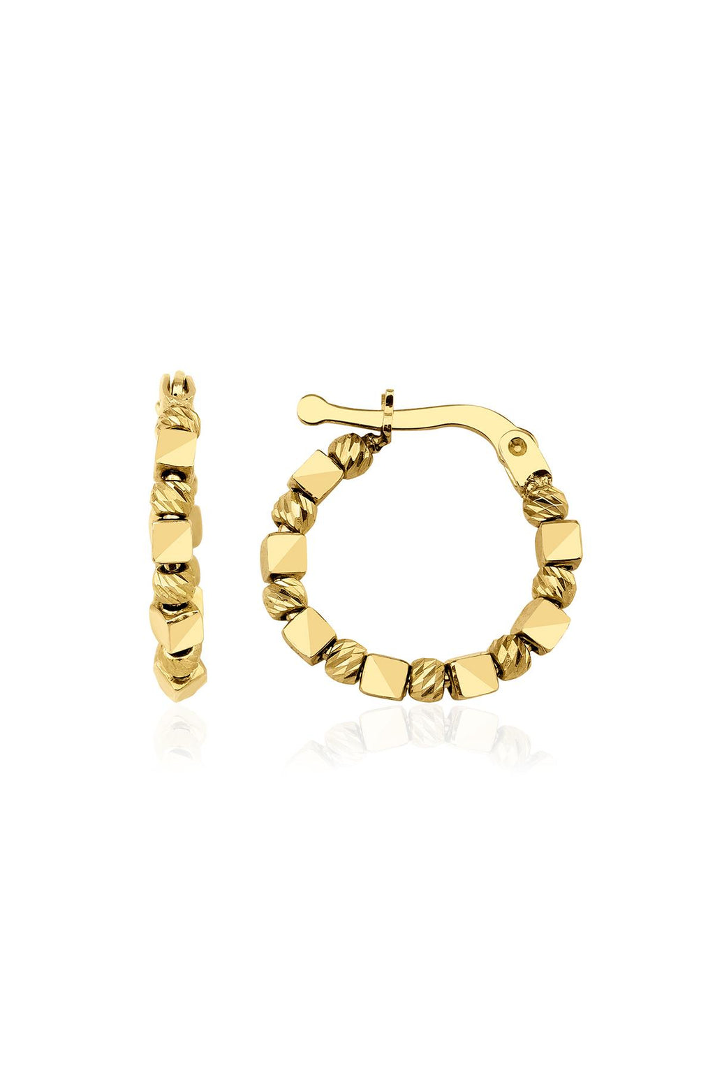 14ct Gold Cubic Dorica Hoop Earrings