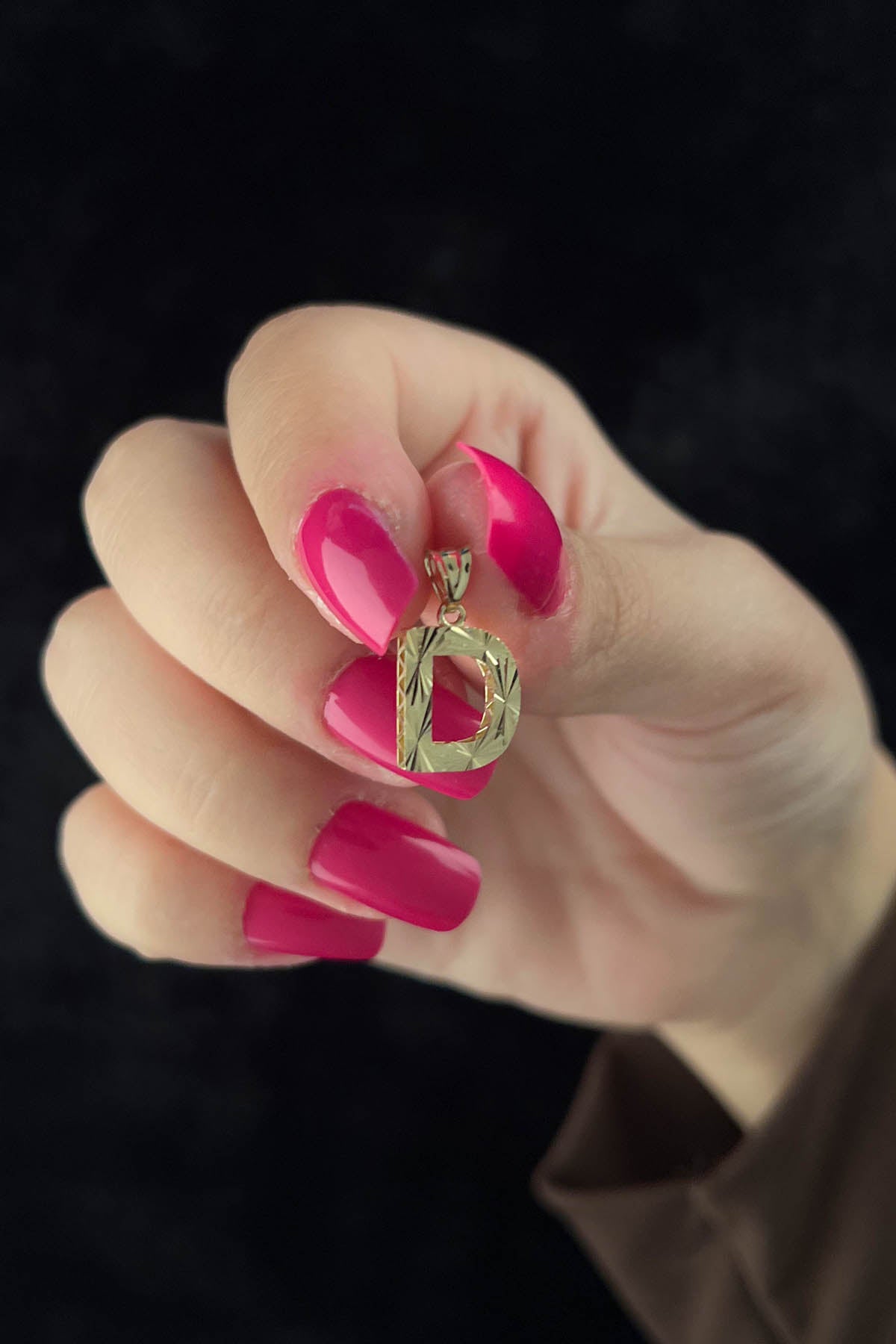 14ct Gold D Letter Mini Shine Pendant