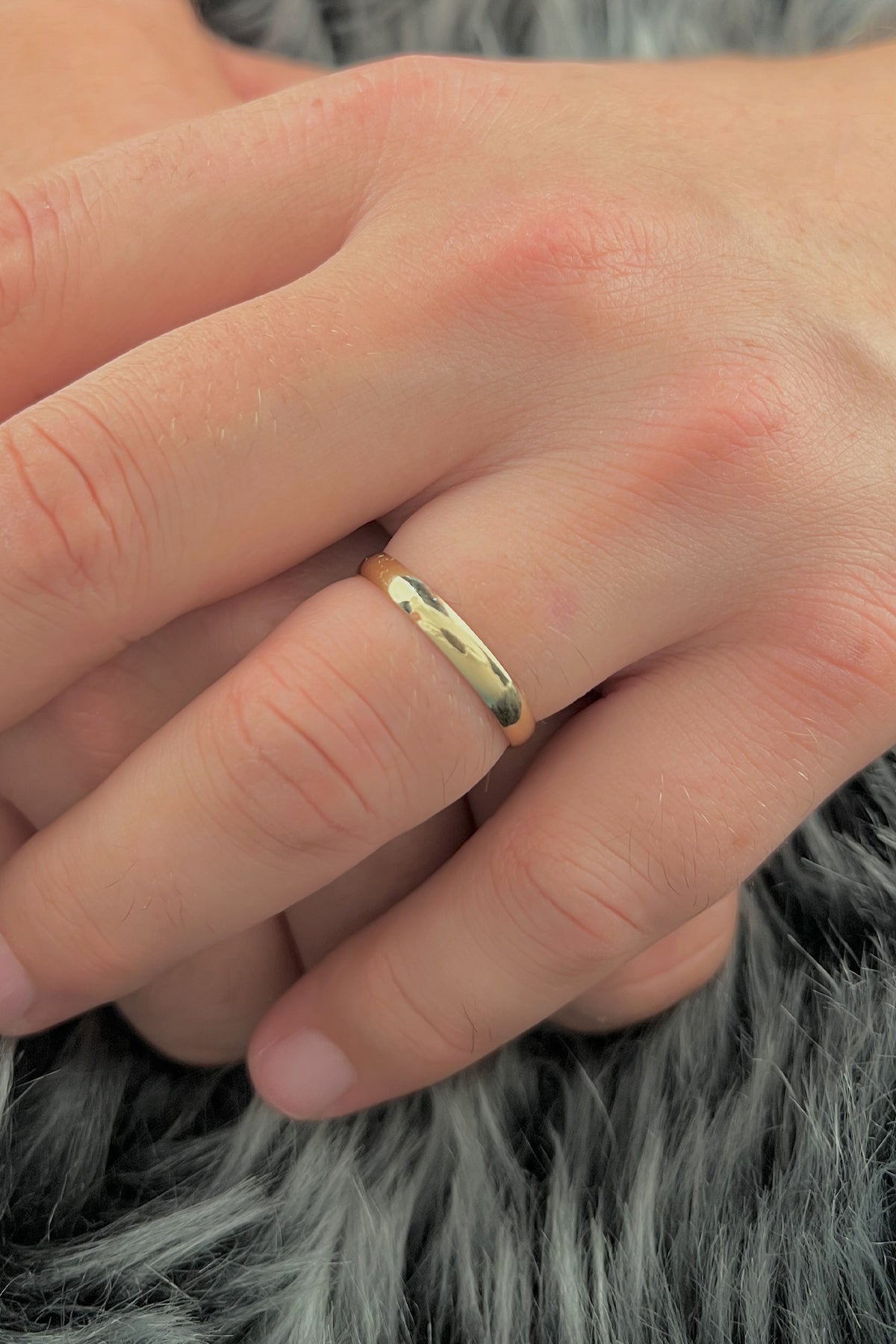 14K Gold D Shape Man Wedding Ring  0.118 inch