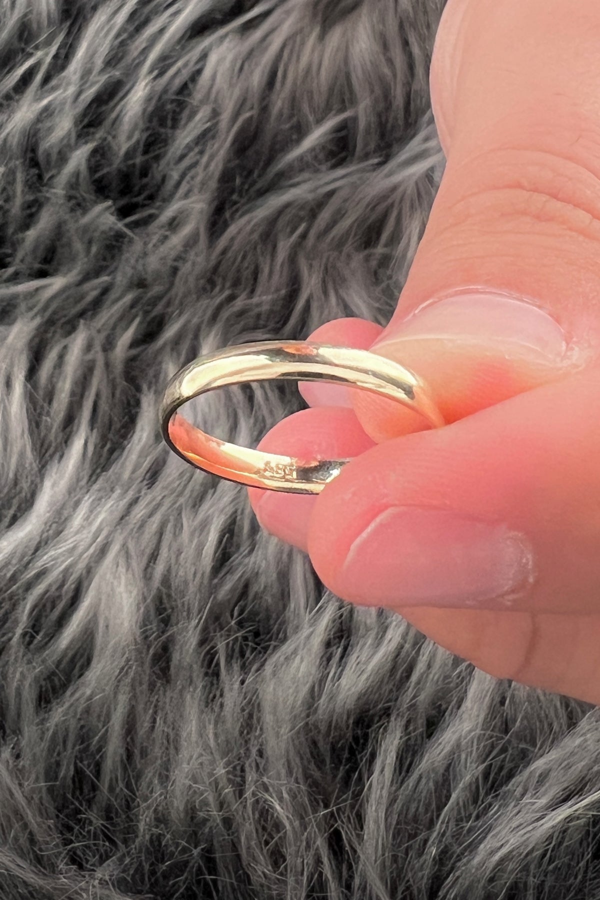 14K Gold D Shape Man Wedding Ring  0.118 inch
