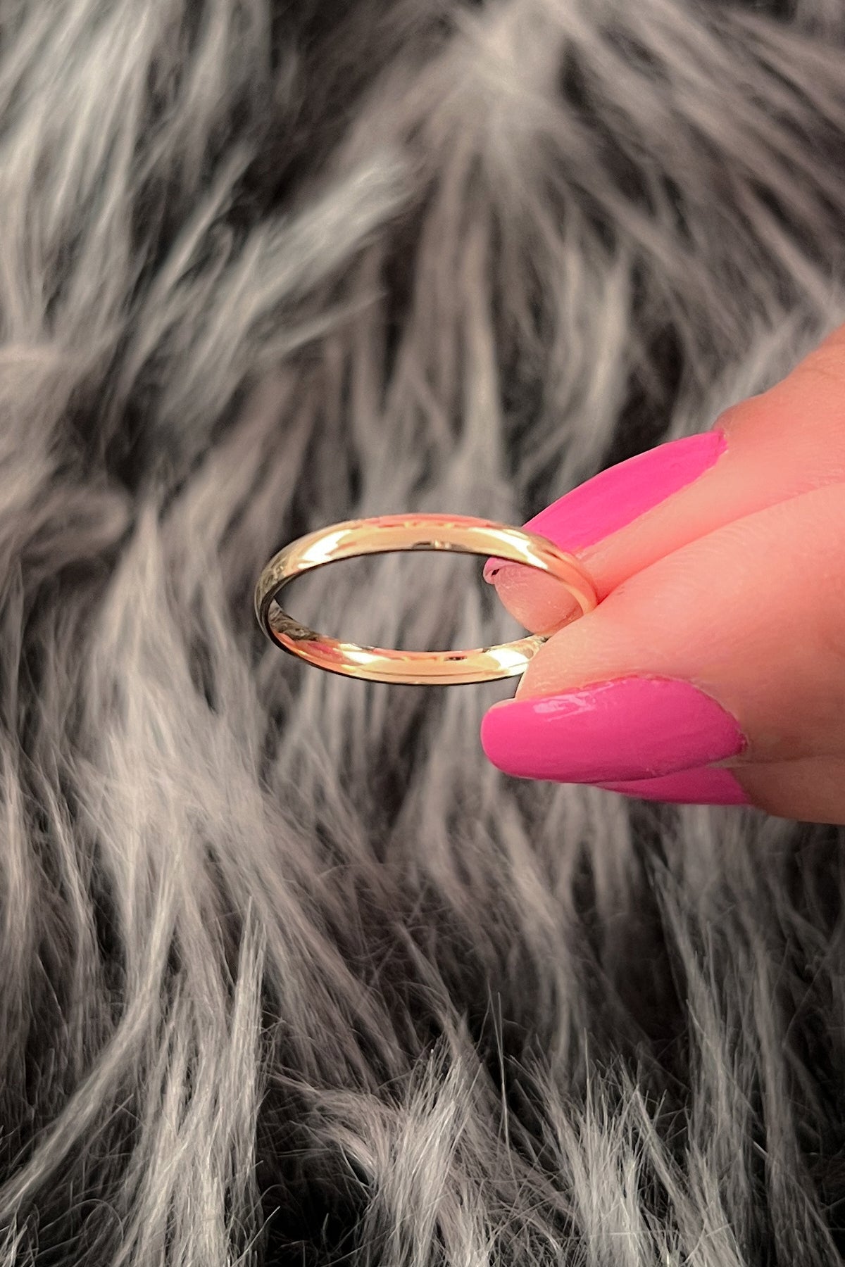 14K Gold D Shape Women Wedding Ring  0.078 inch