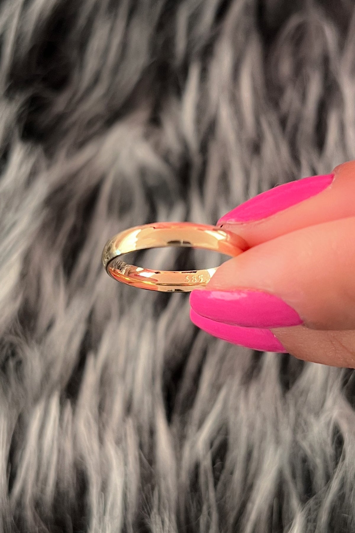 14K Gold D Shape Women Wedding Ring  0.118 inch