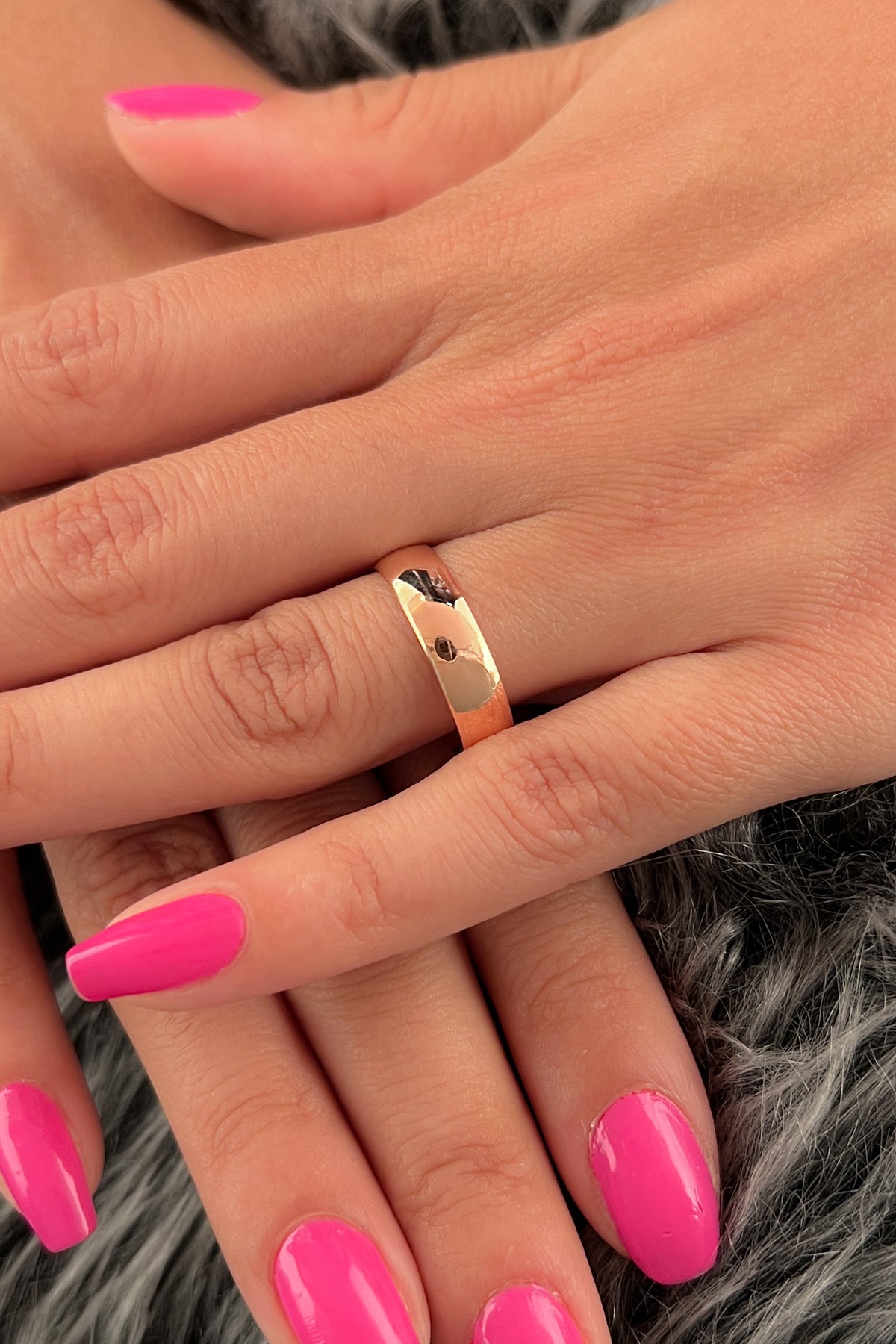 14K Gold D Shape Women Wedding Ring  0.196 inch