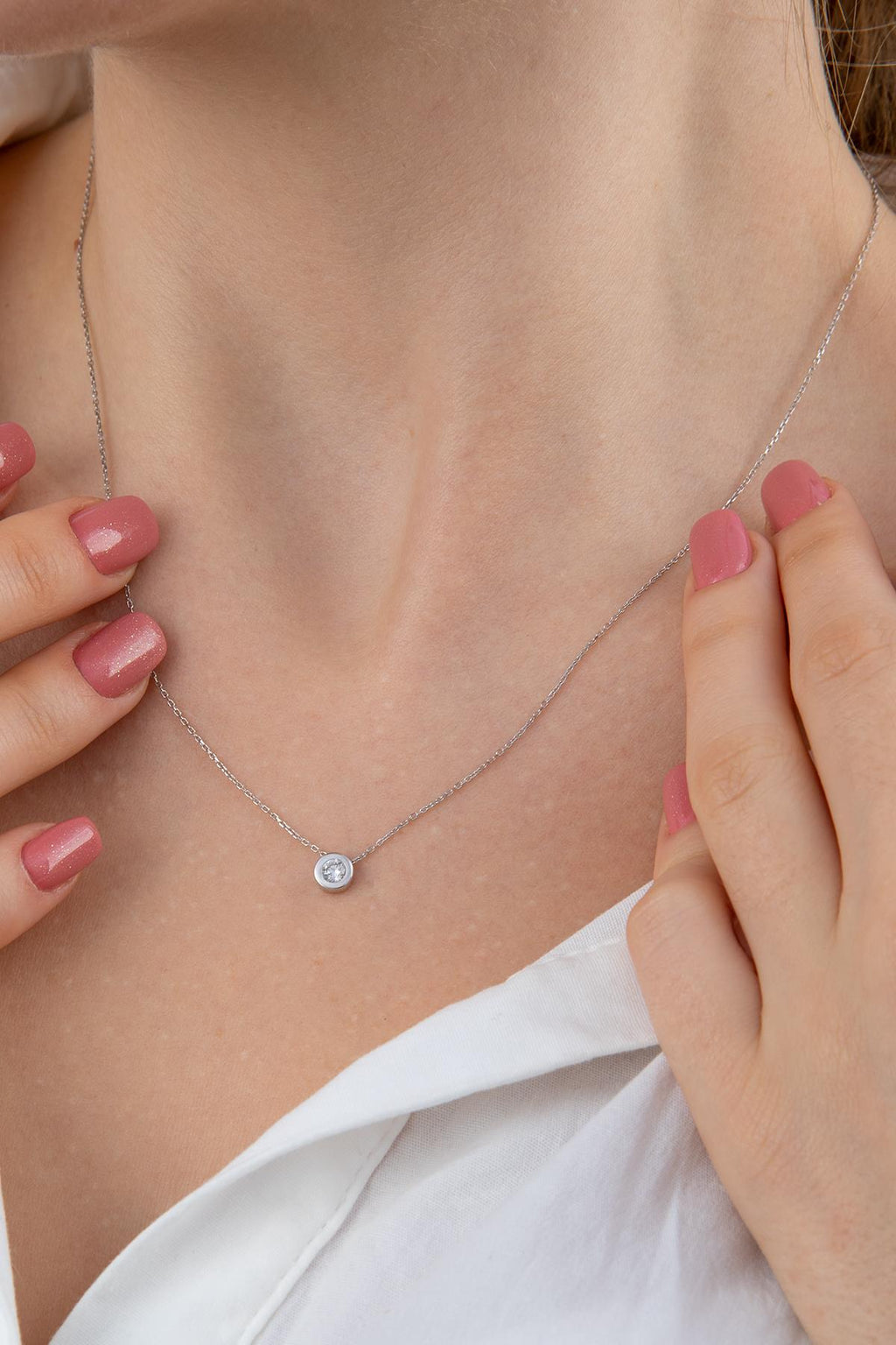 14ct Gold Dainty Stone Necklace