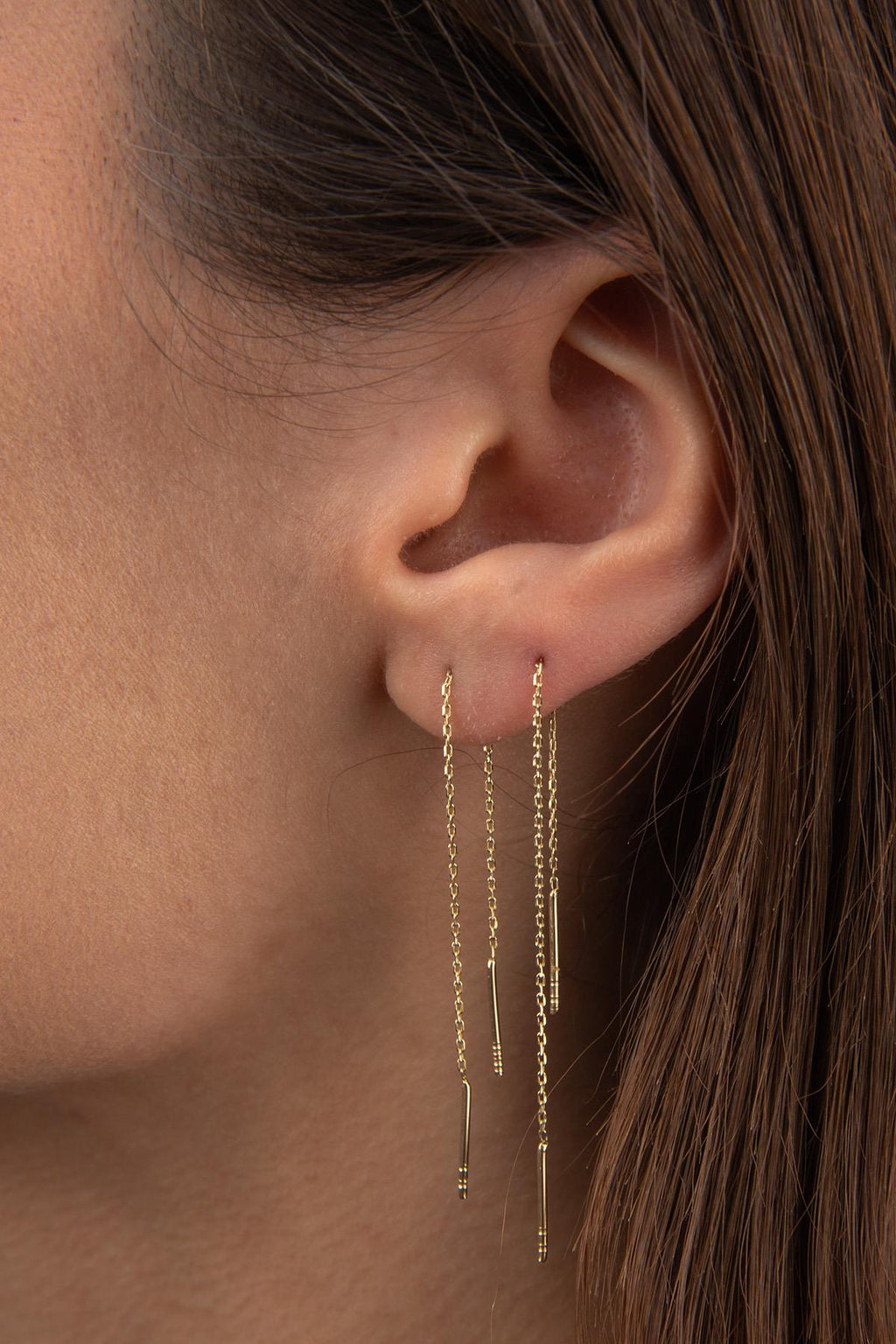 14ct Gold Dangle Chain Earrings